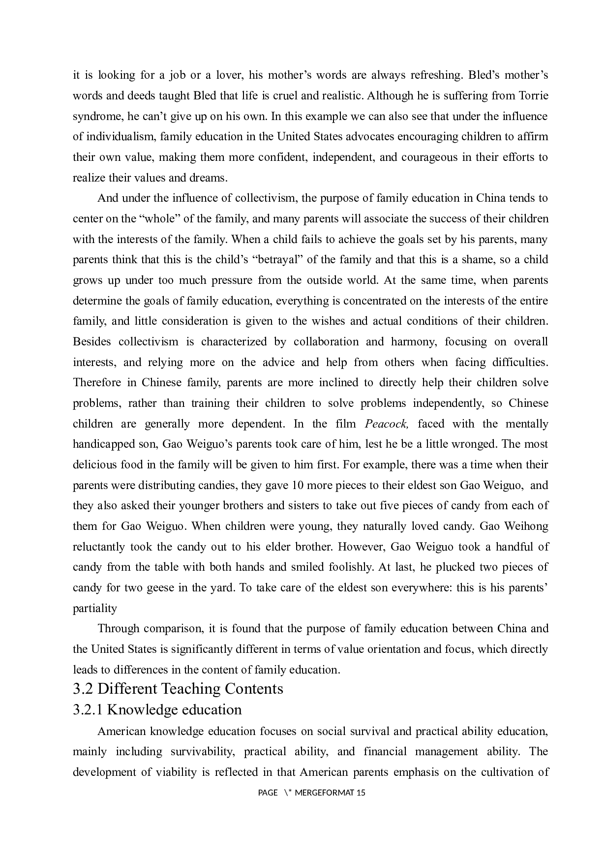 从《叫我第一名》和《孔雀》看中美家庭教育的差异 -6113字.docx 第9页