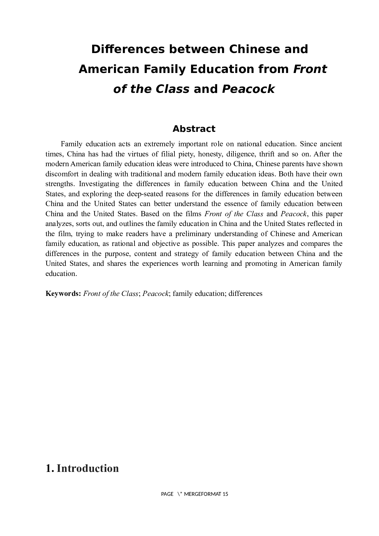 从《叫我第一名》和《孔雀》看中美家庭教育的差异 -6113字.docx 第3页