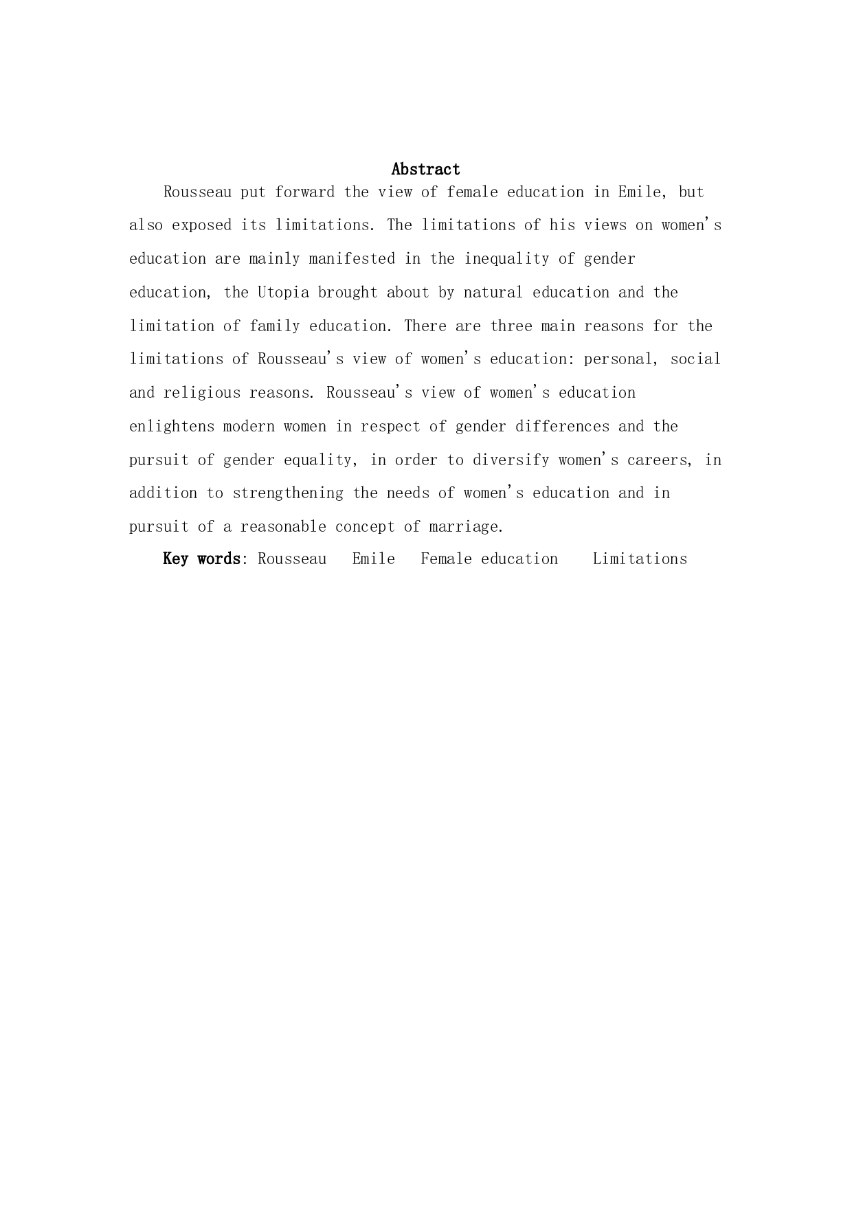 探析卢梭女性教育的局限性&mdash;&mdash;以爱弥儿为例-12907字.docx 第2页