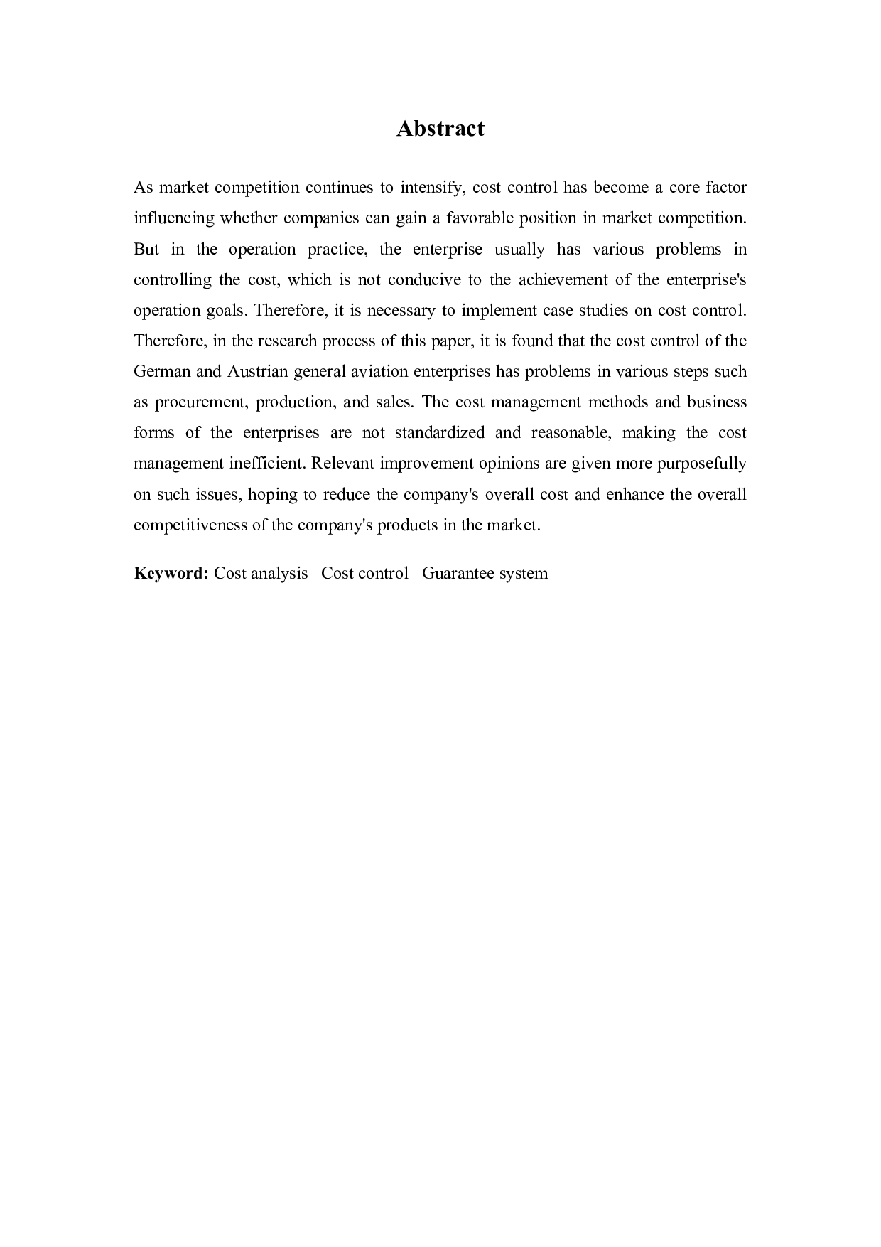 德奥通用航空公司成本控制存在的问题和对策-10392字.docx 第2页