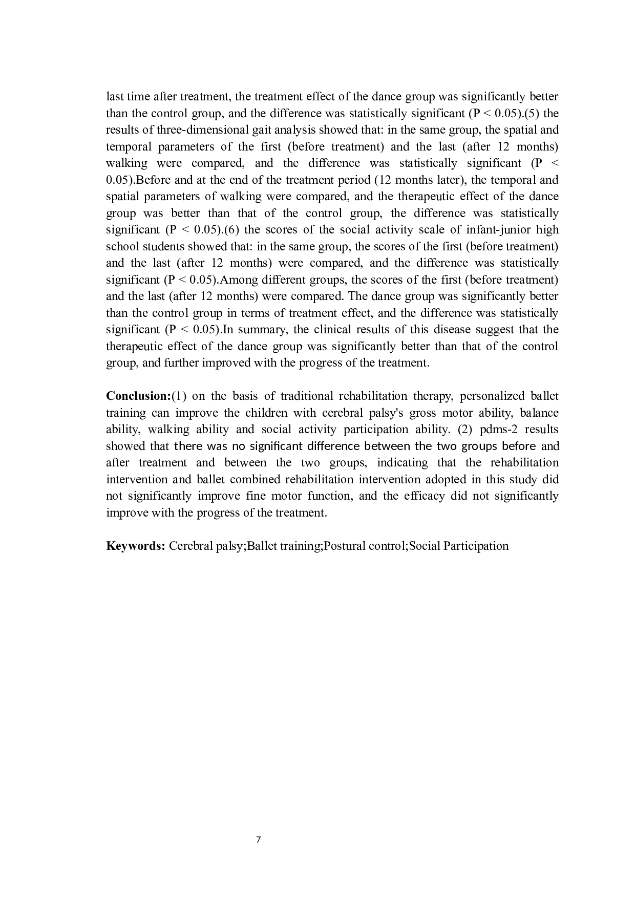 芭蕾舞训练改善脑瘫患儿姿势控制及社会活动参与能力的疗效观察-23359字.docx 第7页