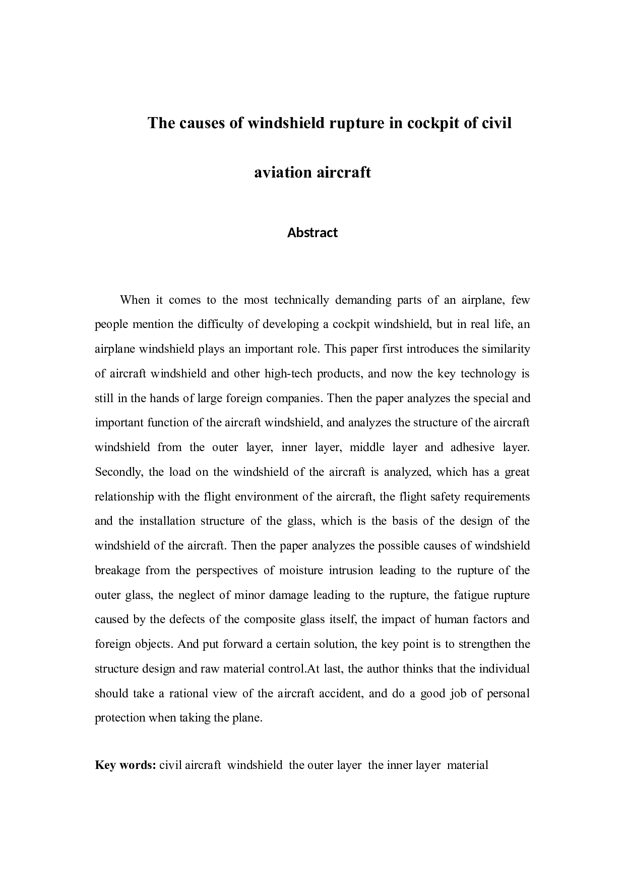 民航飞机驾驶舱挡风玻璃破裂原因-10872字.docx 第2页