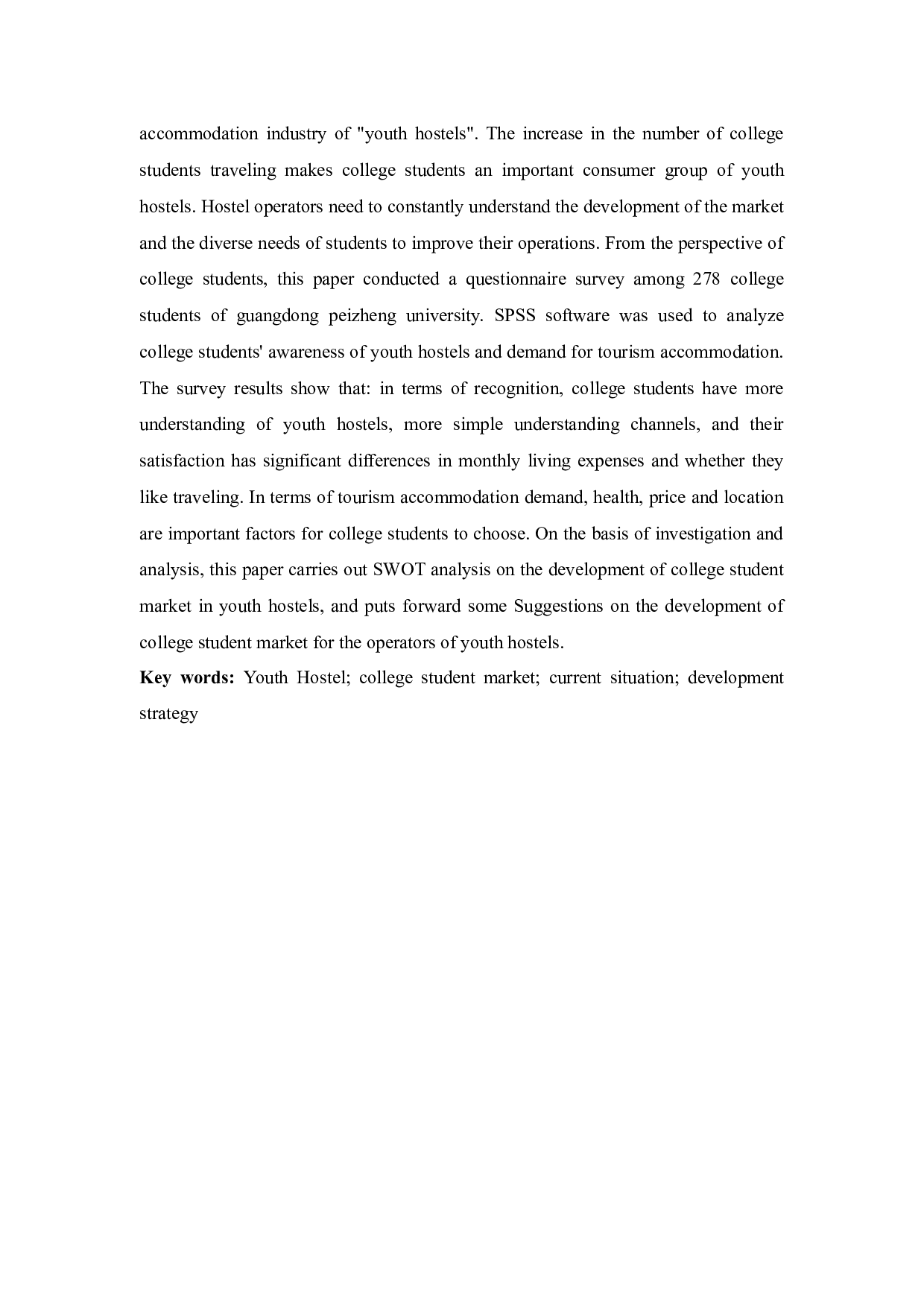 &ldquo;青年旅舍&rdquo;大学生市场发展现状调查及对策研究-15385字.docx 第4页