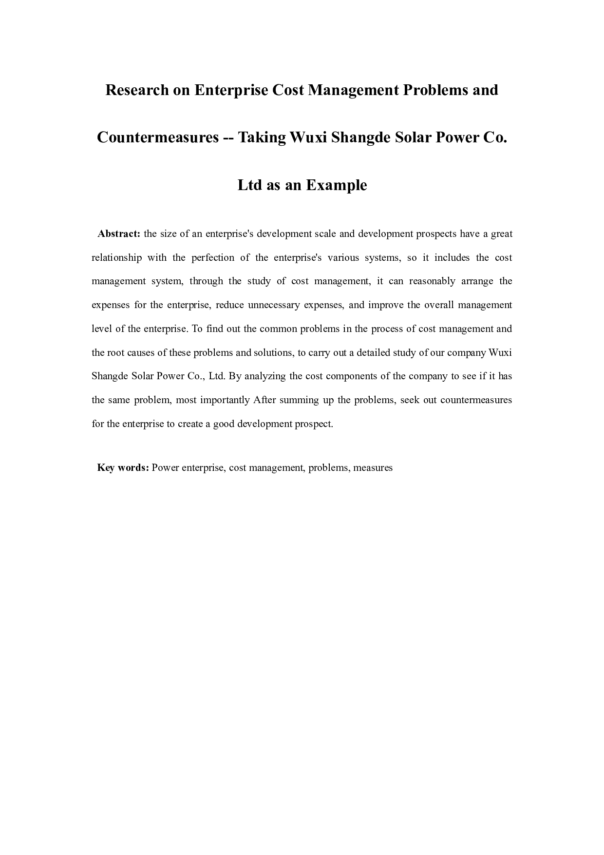 以无锡尚德太阳能电力有限企业为例-10480字.docx 第1页