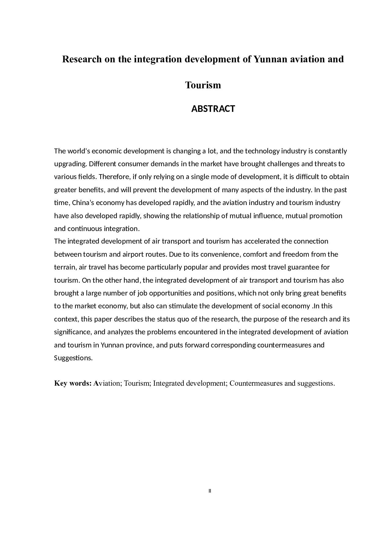 基于云南省航空业与旅游融合发展研究-7618字.docx 第2页