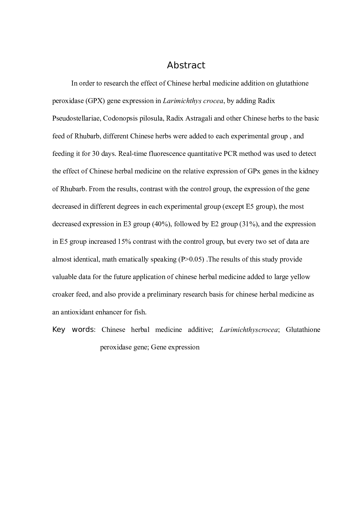 中草药添加对大黄鱼Larimichthys crocea谷胱甘肽过氧化物酶基因表达的影响.docx 第2页