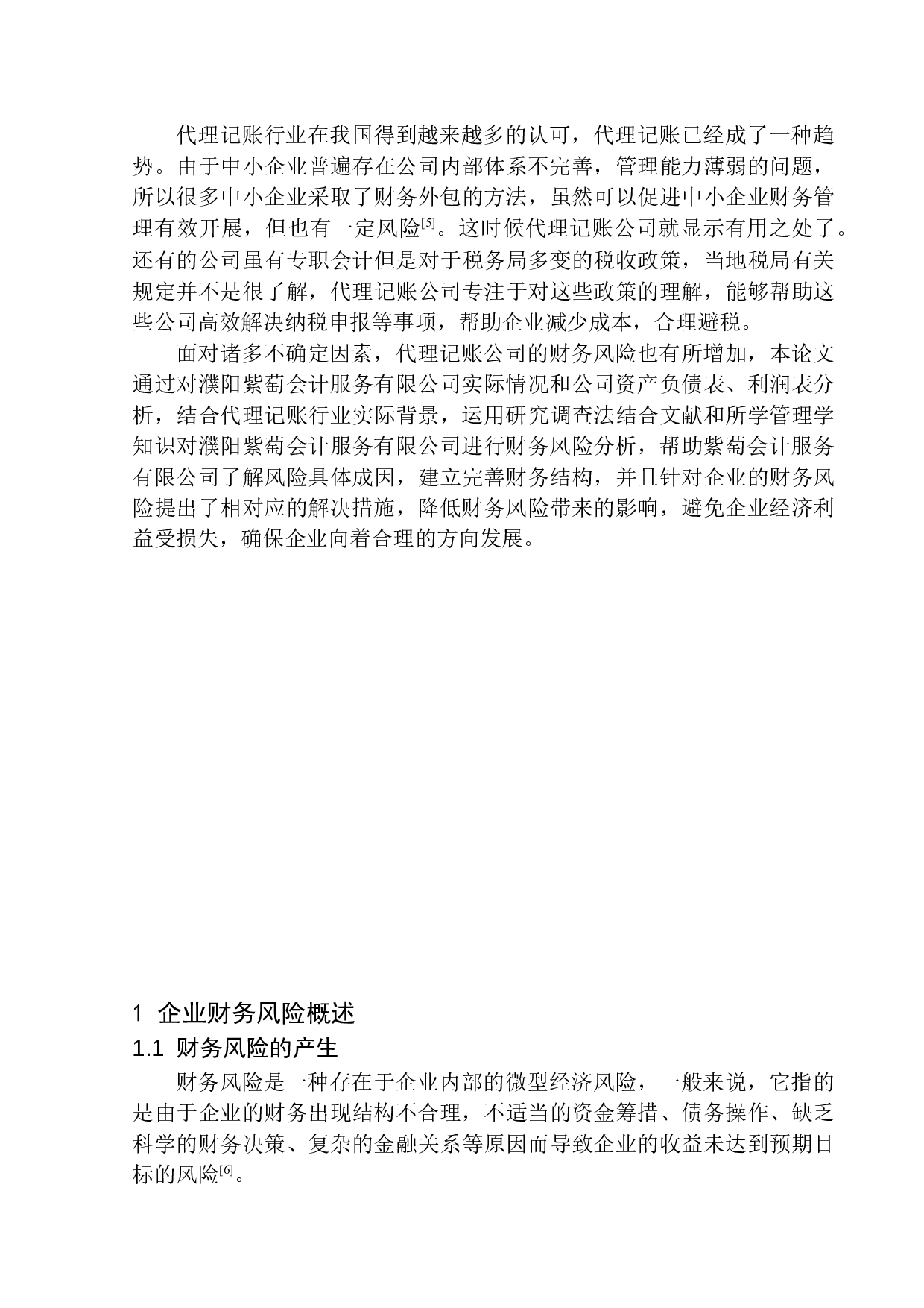 紫萄会计服务有限公司财务风险管理研究-11456字.docx 第4页