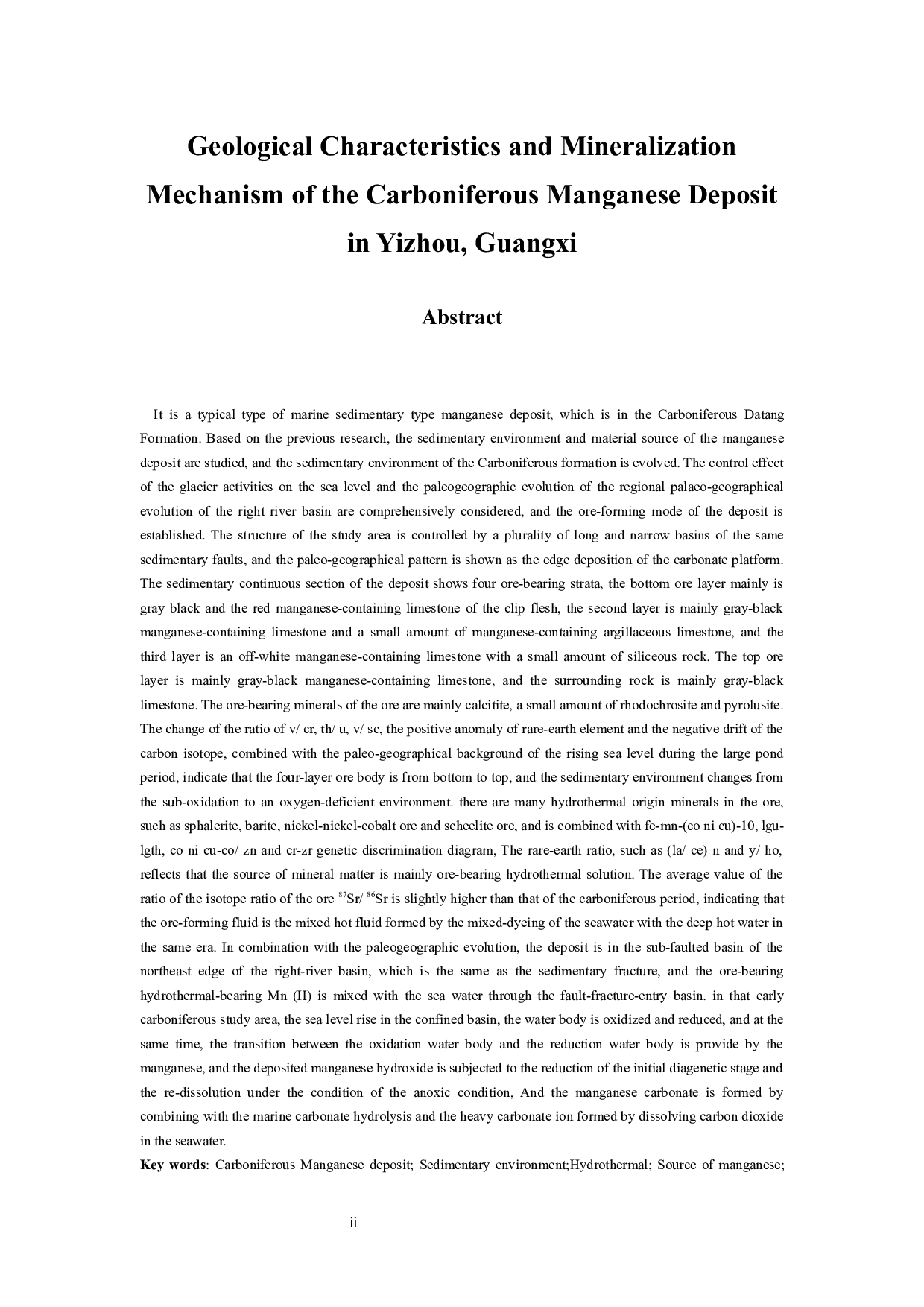 广西宜州石炭系锰矿床地质特征及成矿作用机制研究-35816字.docx 第5页