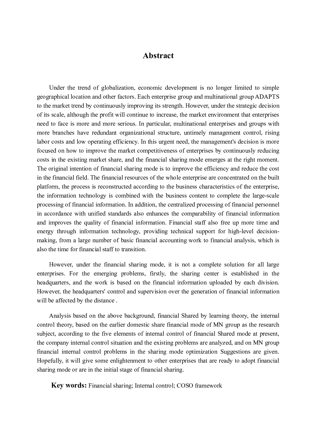 财务共享模式下的内部控制研究&mdash;&mdash;以MN集团为例-17400字.docx 第2页