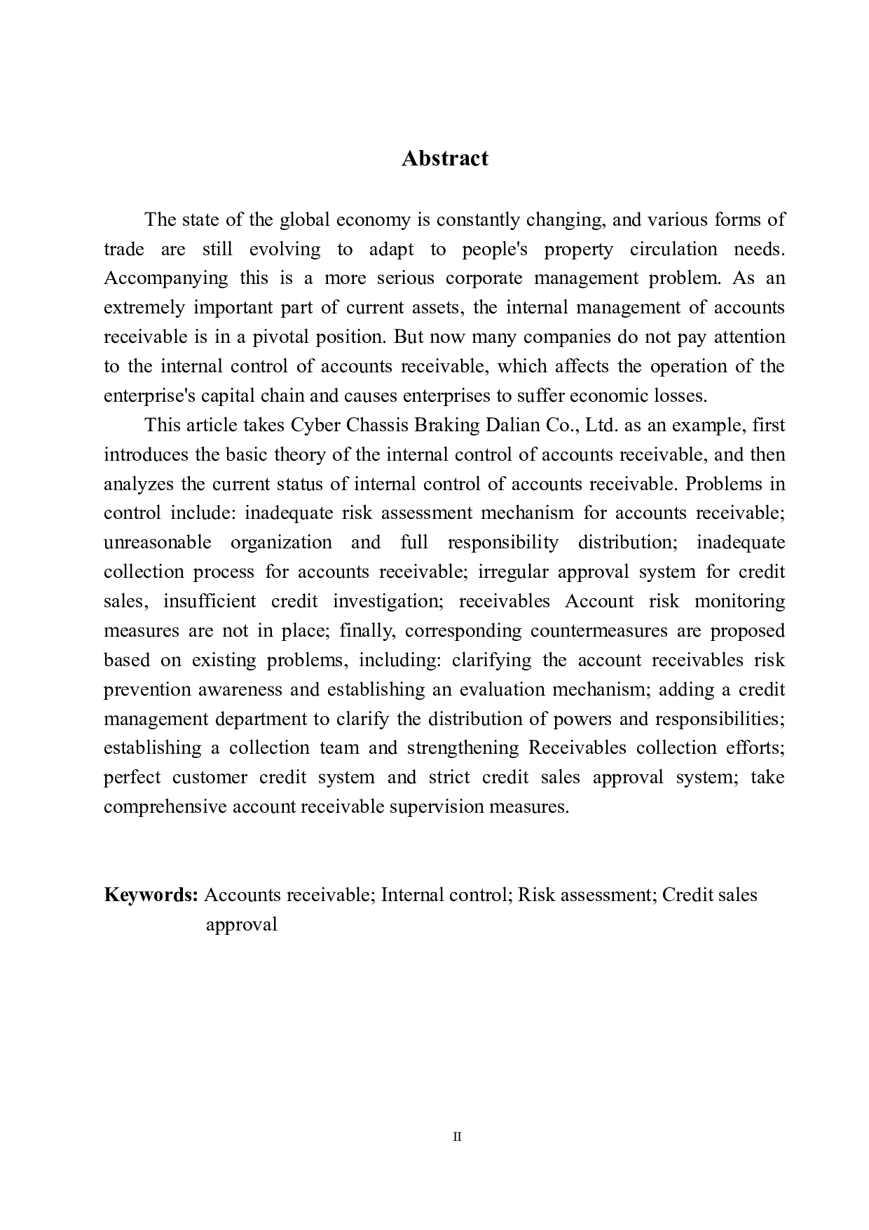 赛博底盘制动大连公司应收账款内部控制存在的问题及对策-11174字.docx 第3页