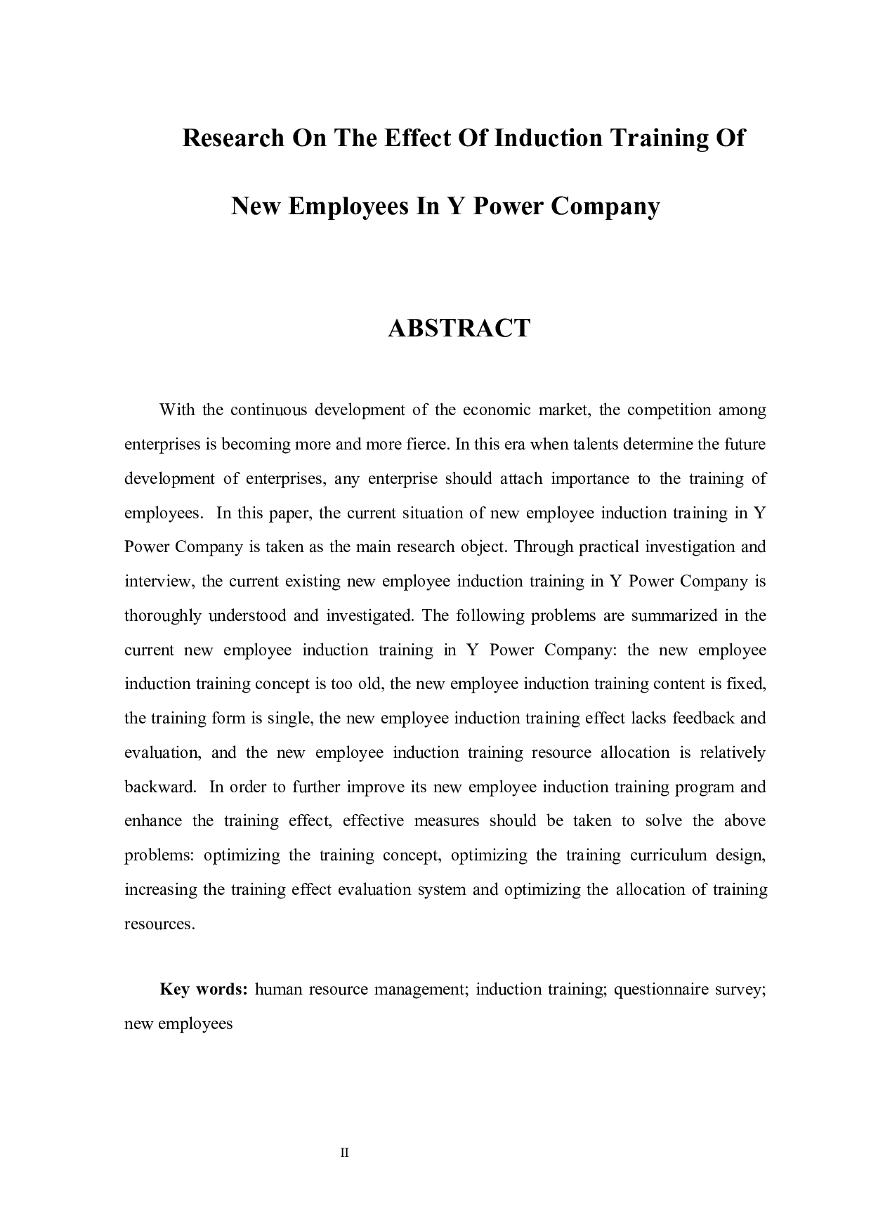 Y电力公司新员工入职培训效果调查及问题研究-15968字.docx 第5页