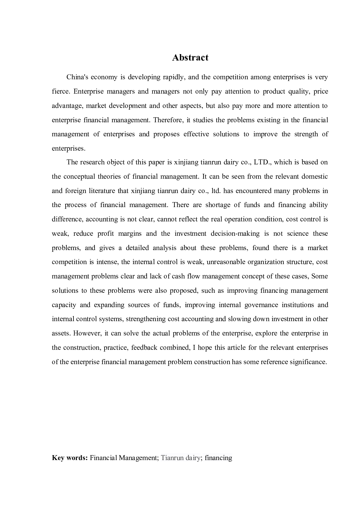 新疆天润乳业股份有限公司财务管理问题以及对策研究-11553字.docx 第2页