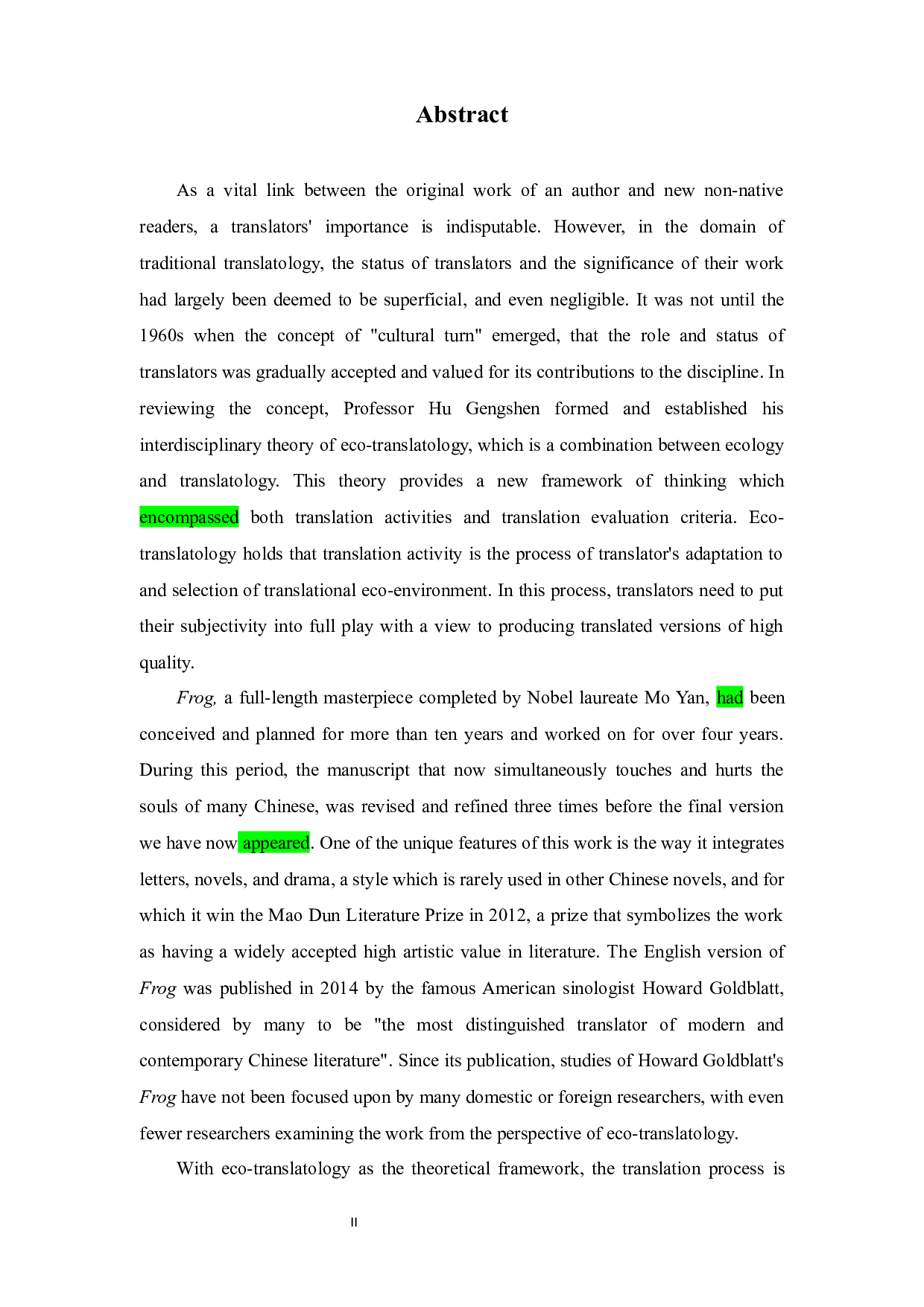AStudyonTranslatorsSubjectivityofHowardGoldblattsTranslationofFrogfromthePerspectiveof-20936字.docx 第2页
