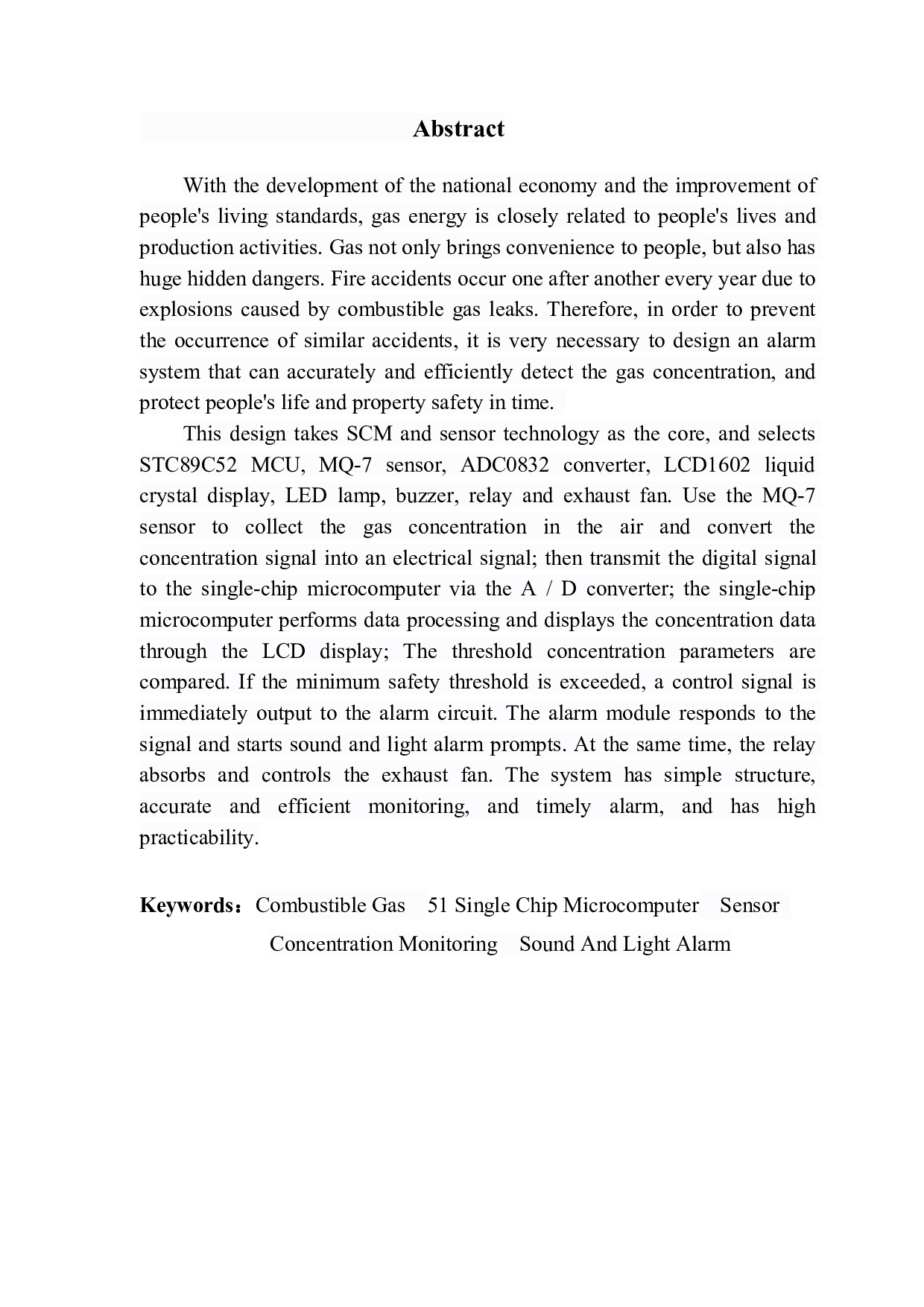 基于 51 单片机的燃气泄漏报警系统的设计-1698字.pdf 第2页