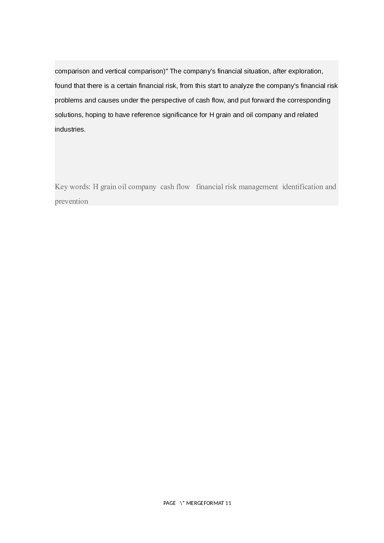 现金流视角下H粮油公司财务风险分析及控制研究-31286字.docx 第5页