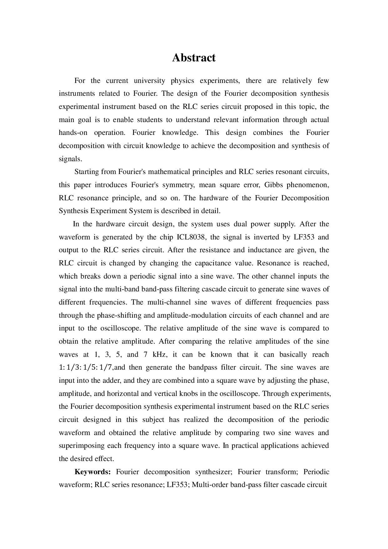 基于RLC串联电路的傅里叶分解合成实验仪的设计-5740字.pdf 第7页