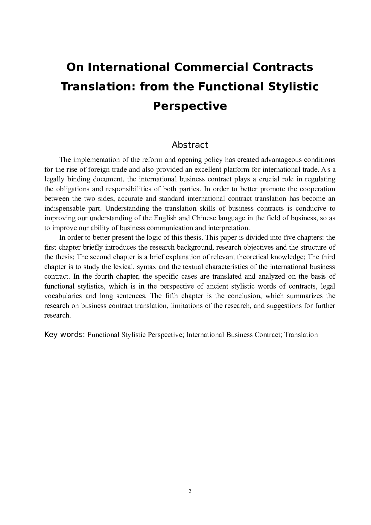功能文体学视角下国际商务合同的翻译研究-5785字.docx 第3页