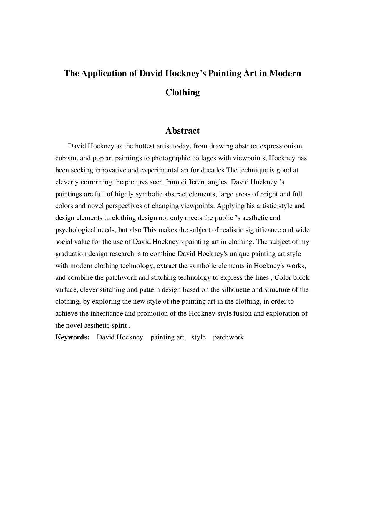大卫&middot;霍克尼绘画艺术在现代服装中运用-924字.pdf 第1页