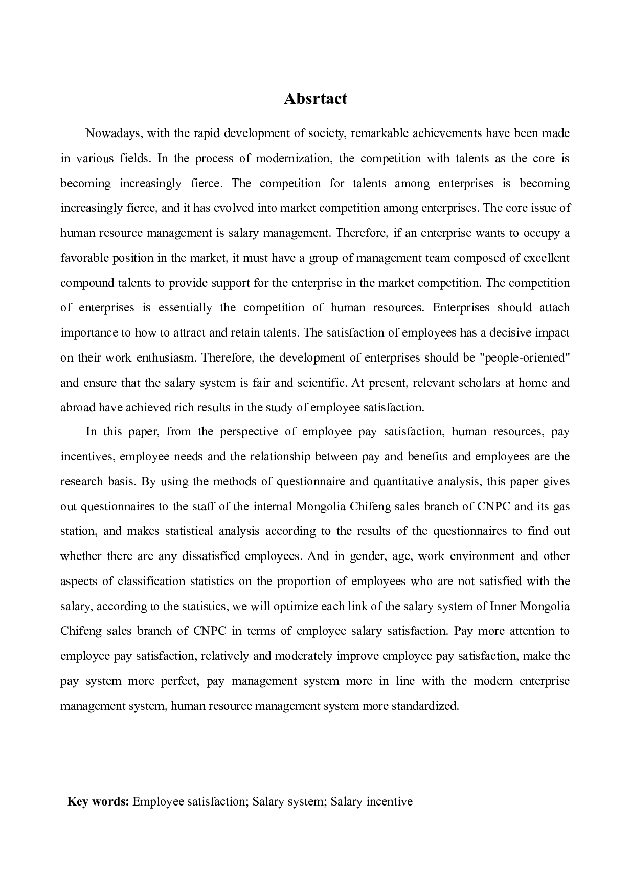 中国石油天然气内蒙古赤峰销售分公司薪酬满意度调查研究-12981字.docx 第1页