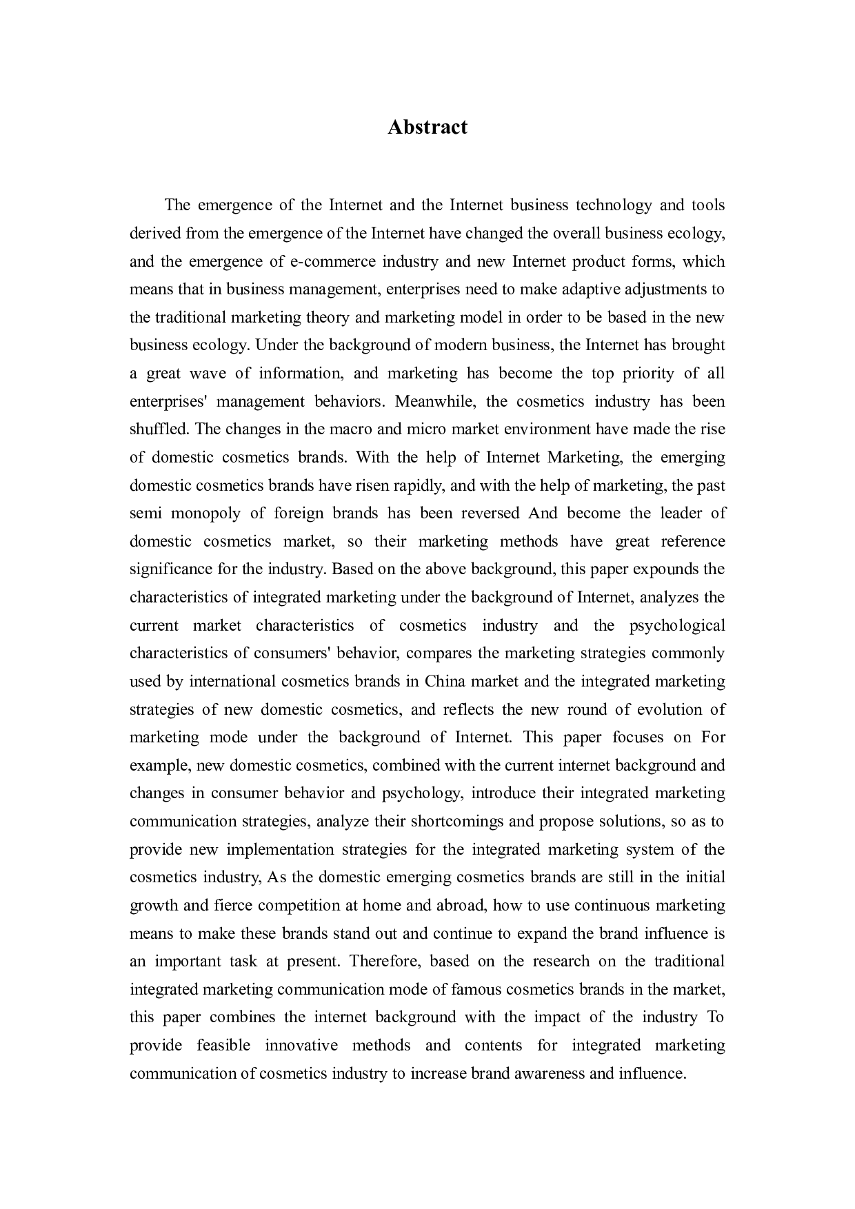 互联网背景下化妆品行业的整合营销传播策略分析-21888字.docx 第2页