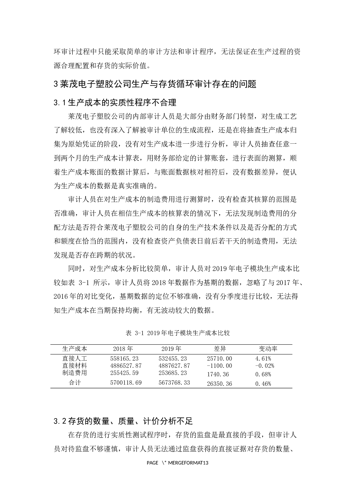 莱茂电子塑胶公司生产与存货循环审计研究-10095字.docx 第9页