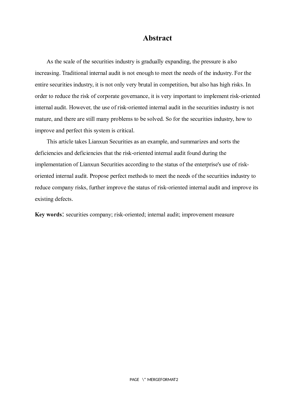 风险导向下证券公司内部审计研究-7988字.docx 第2页