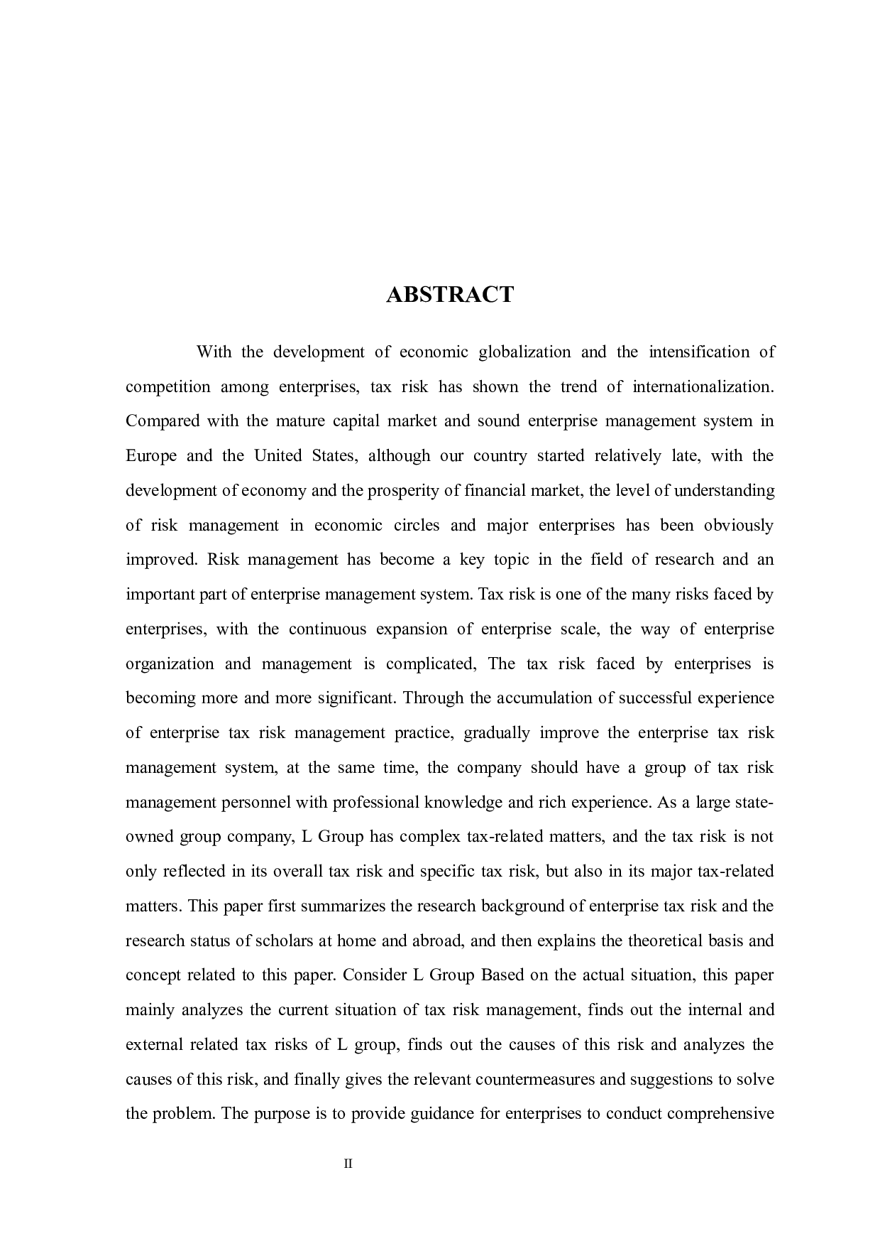 L集团税务风险管理的探究-12256字.docx 第2页