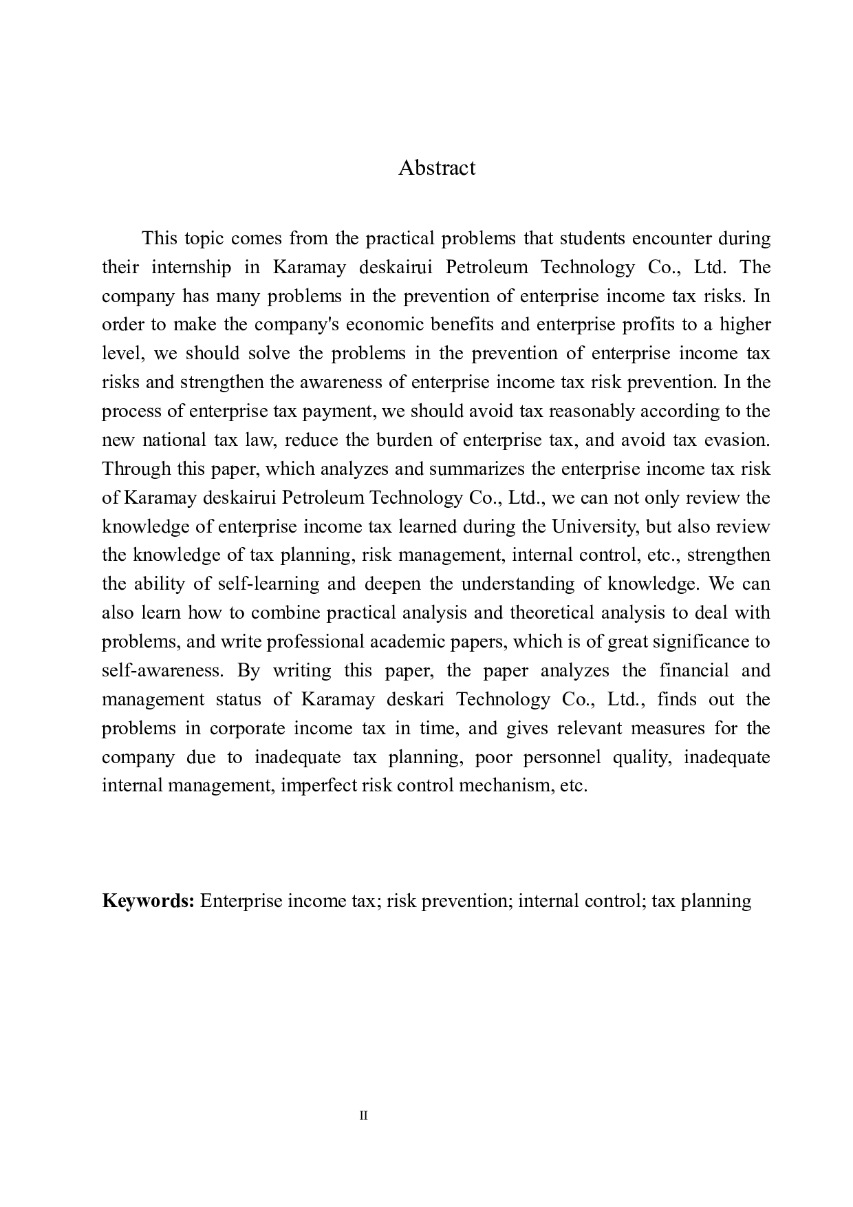 克拉玛依德思凯瑞技术公司企业所得税风险分析与防范-10869字.docx 第3页