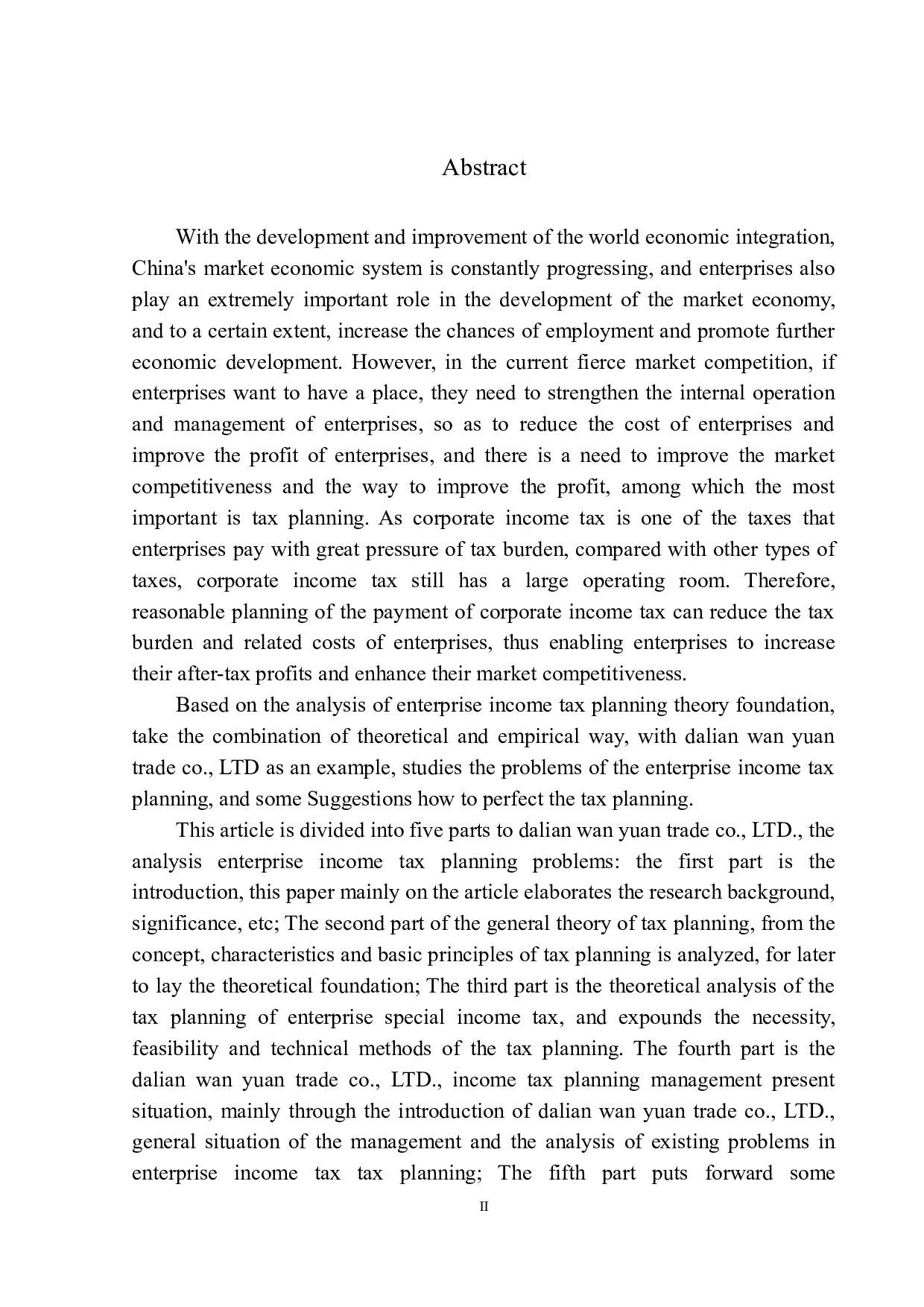 大连万沅商贸有限公司所得税税收筹划问题研究-11114字.docx 第3页