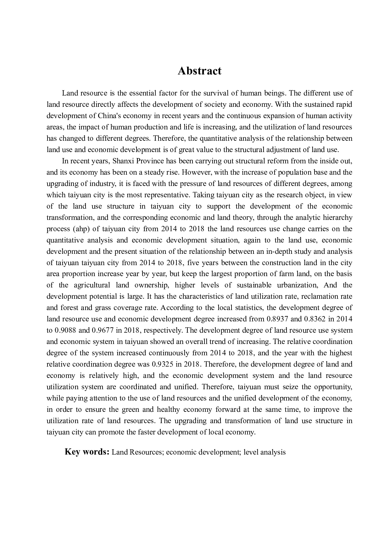 太原市土地资源利用与经济发展定量研究-15446字.docx 第2页