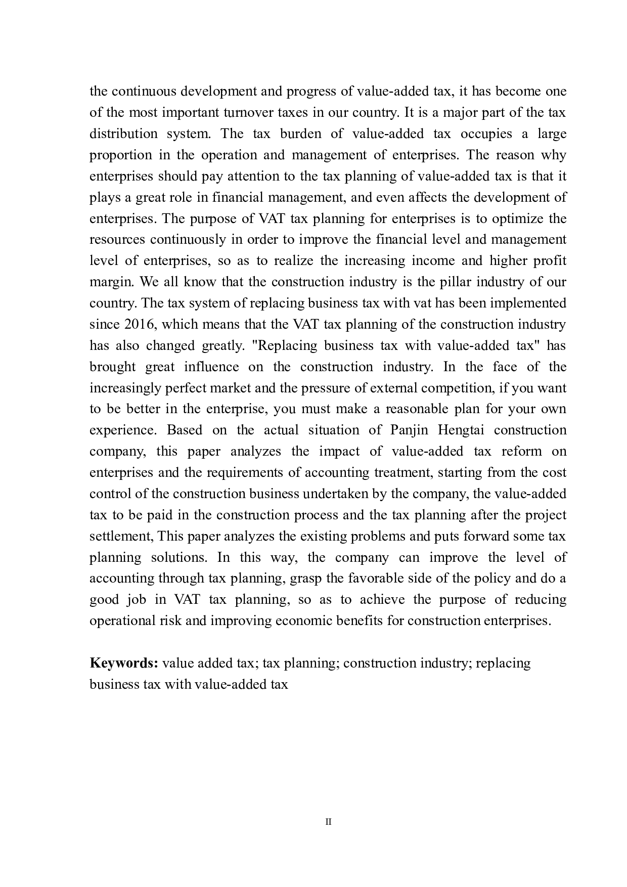 盘锦衡泰建筑工程有限公司增值税税收筹划问题研究-10499字.docx 第3页