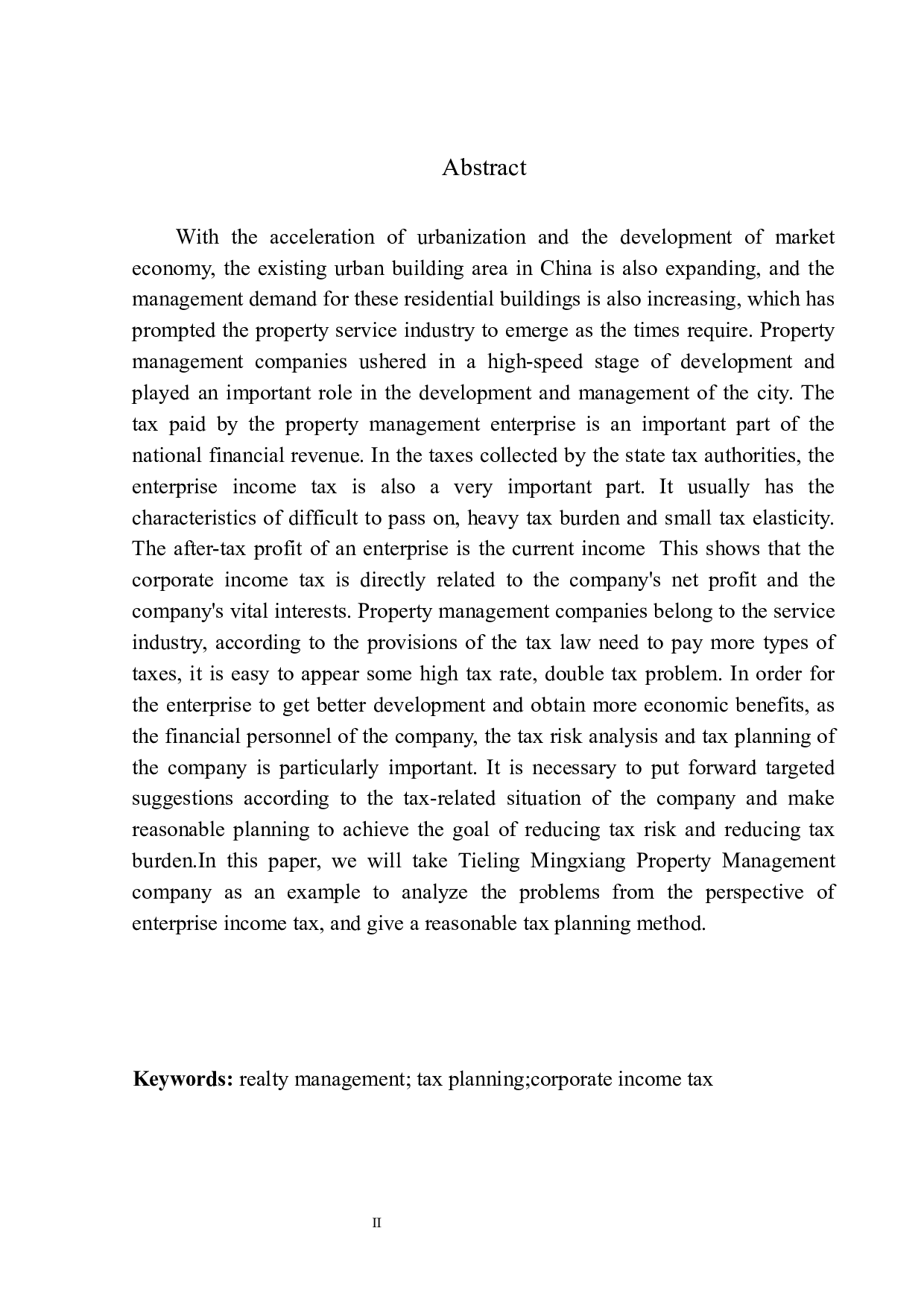 铁岭铭翔物业管理有限公司企业所得税税收筹划问题研究-9485字.docx 第3页