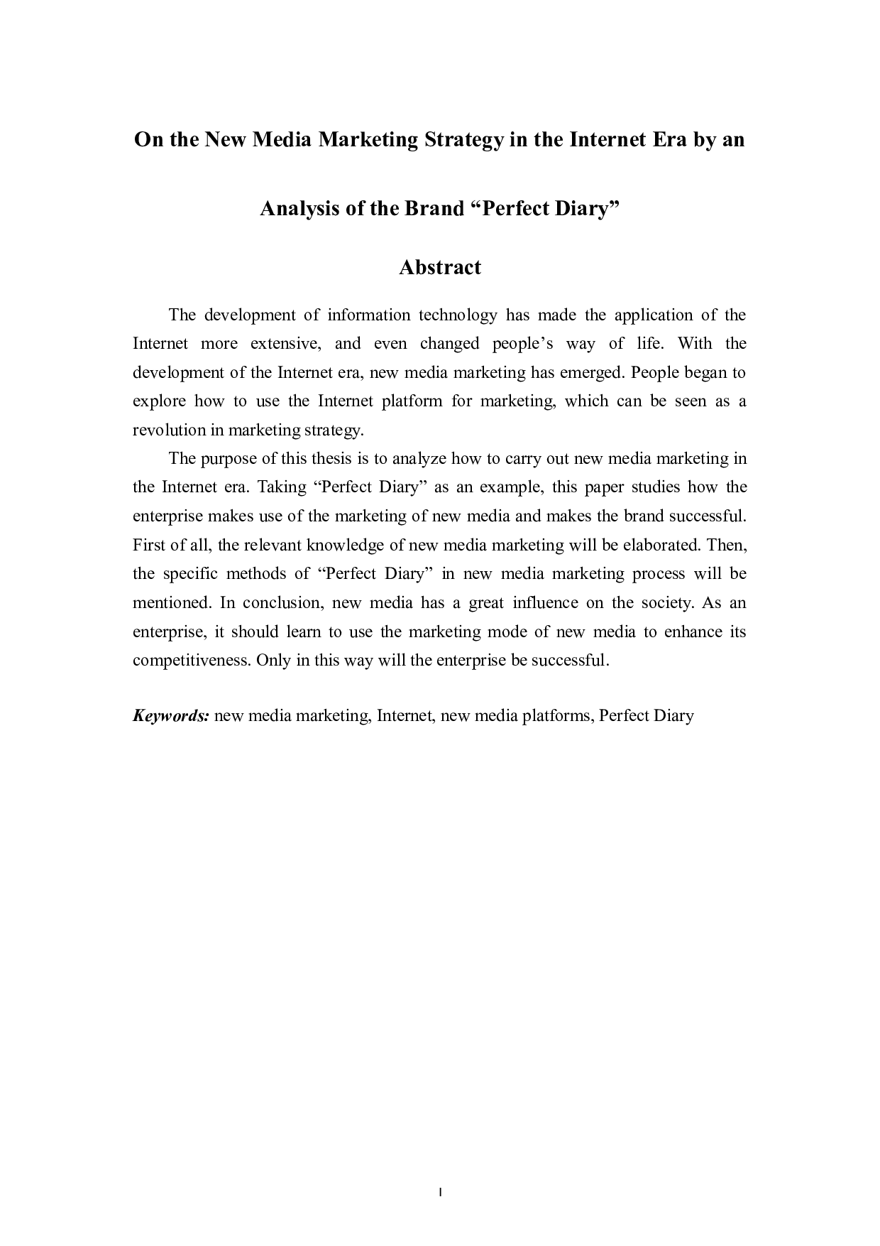 网络时代的新媒体营销策略分析&mdash;&mdash;以&ldquo;完美日记&rdquo;为例-6181字.docx 第1页