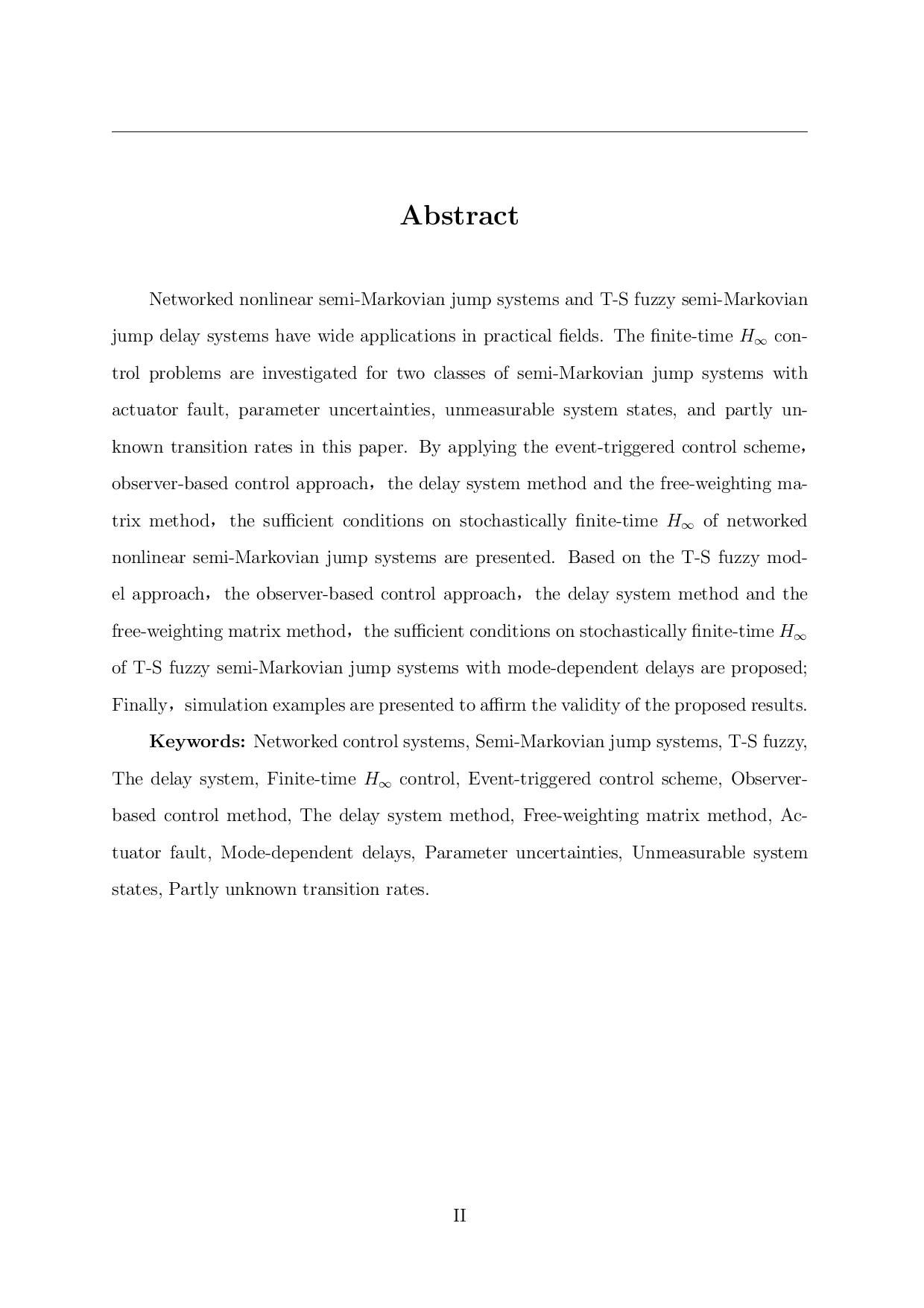 两类半马尔可夫跳变系统的有限时间H-14760字.pdf 第2页