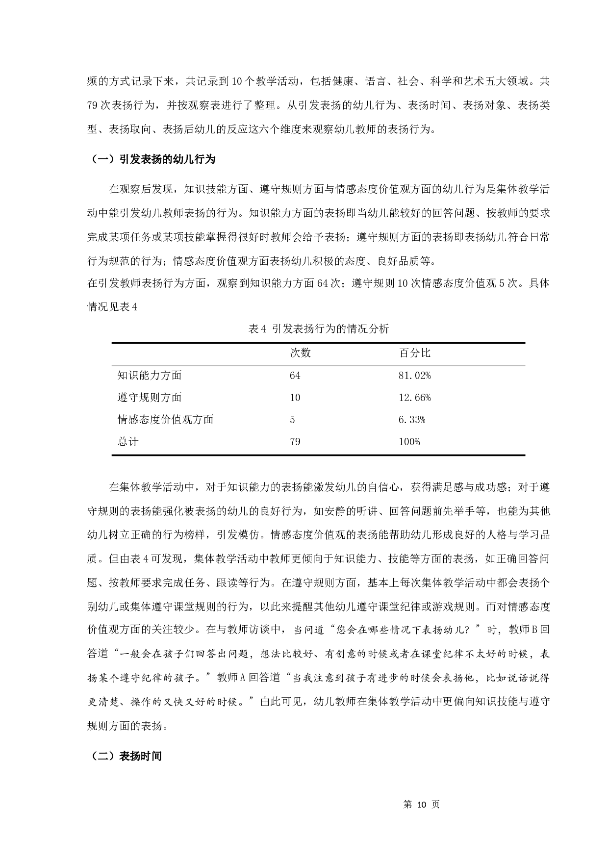 中班幼儿教师在集体教学活动中表扬行为的观察研究-13311字.docx 第10页