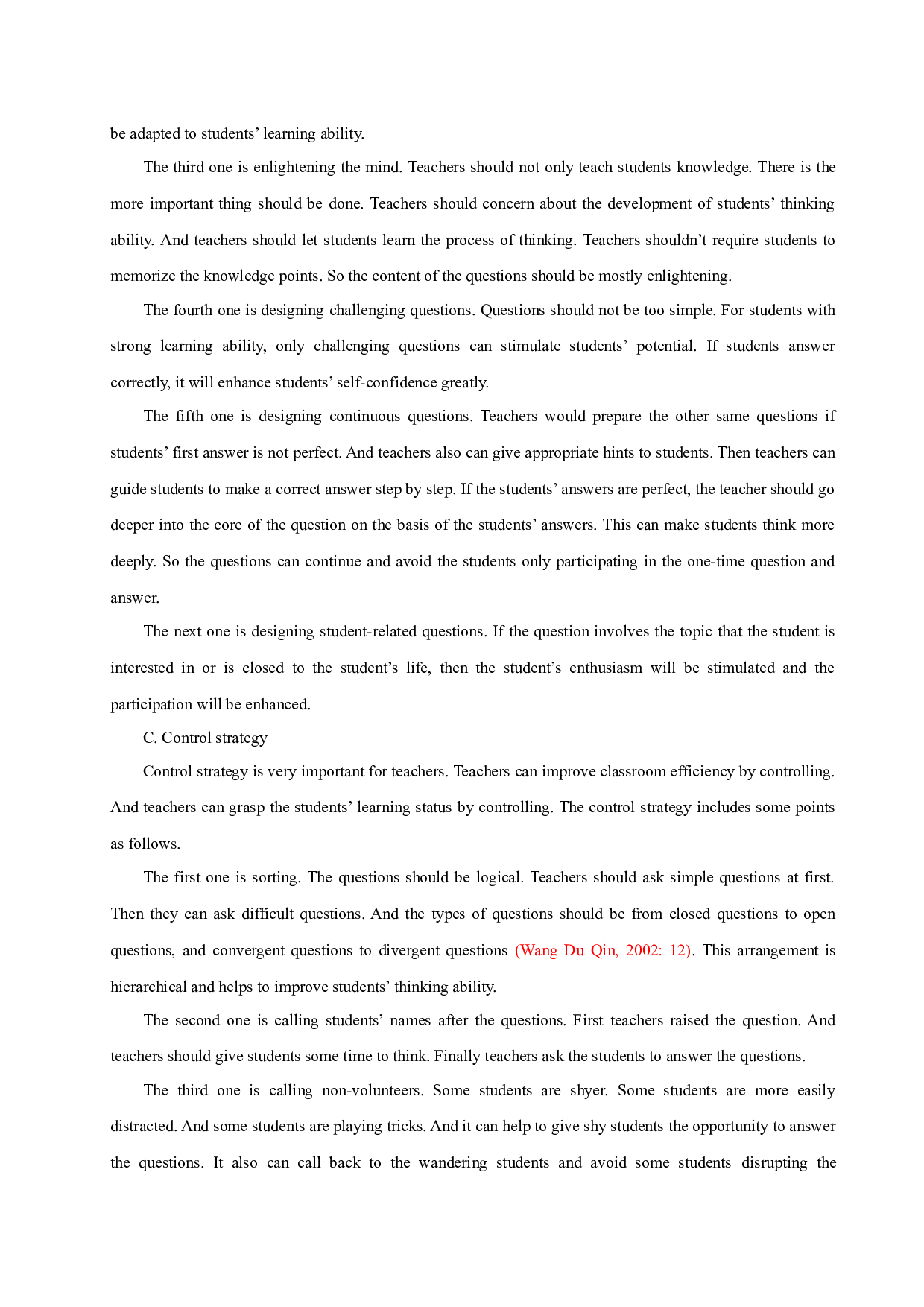 AStudyonQuestioningStrategiesofHighSchoolEnglishTeacher-5098字.docx 第6页