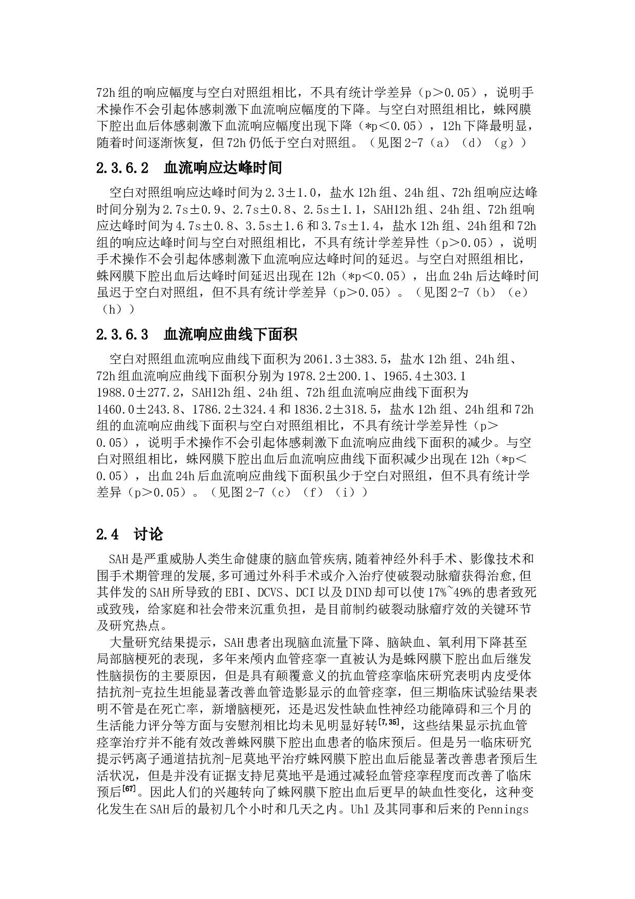 蛛网膜下腔出血后脑皮层微循环及体感刺激下感觉皮层血流响应的研究-18728字.docx 第8页