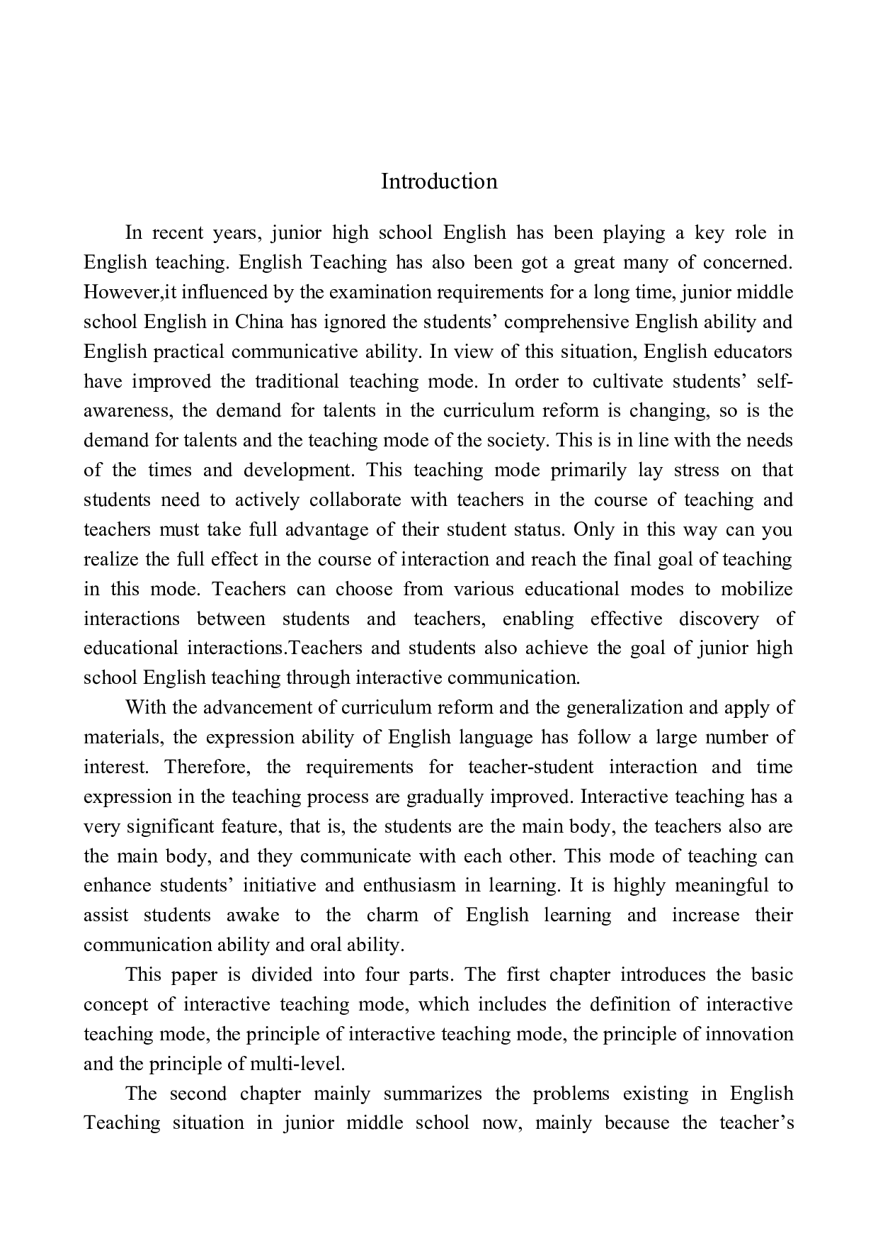 A Study of Interactive Teaching Mode in Junior Middle School English Teaching-9491字.docx 第4页
