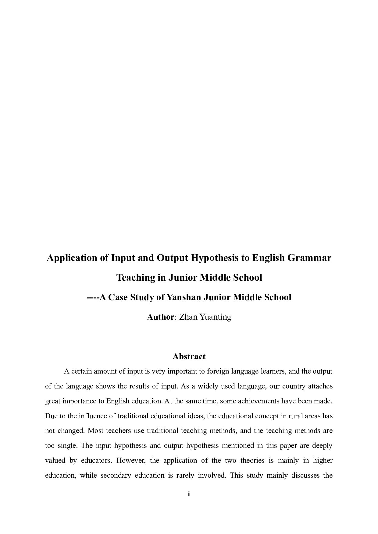 ApplicationofInputandOutputHypothesistoEnglishGrammarTeachinginJuniorMiddleSchool-9362字.docx 第2页