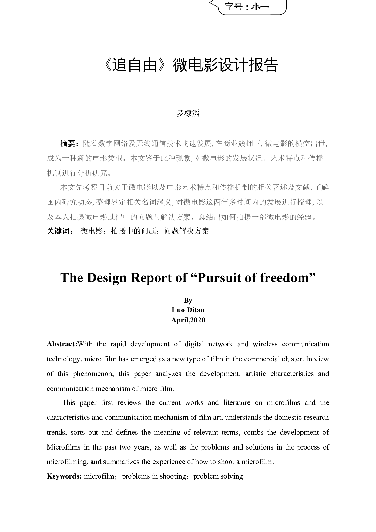 《追自由》微电影设计报告-5686字.docx 第3页