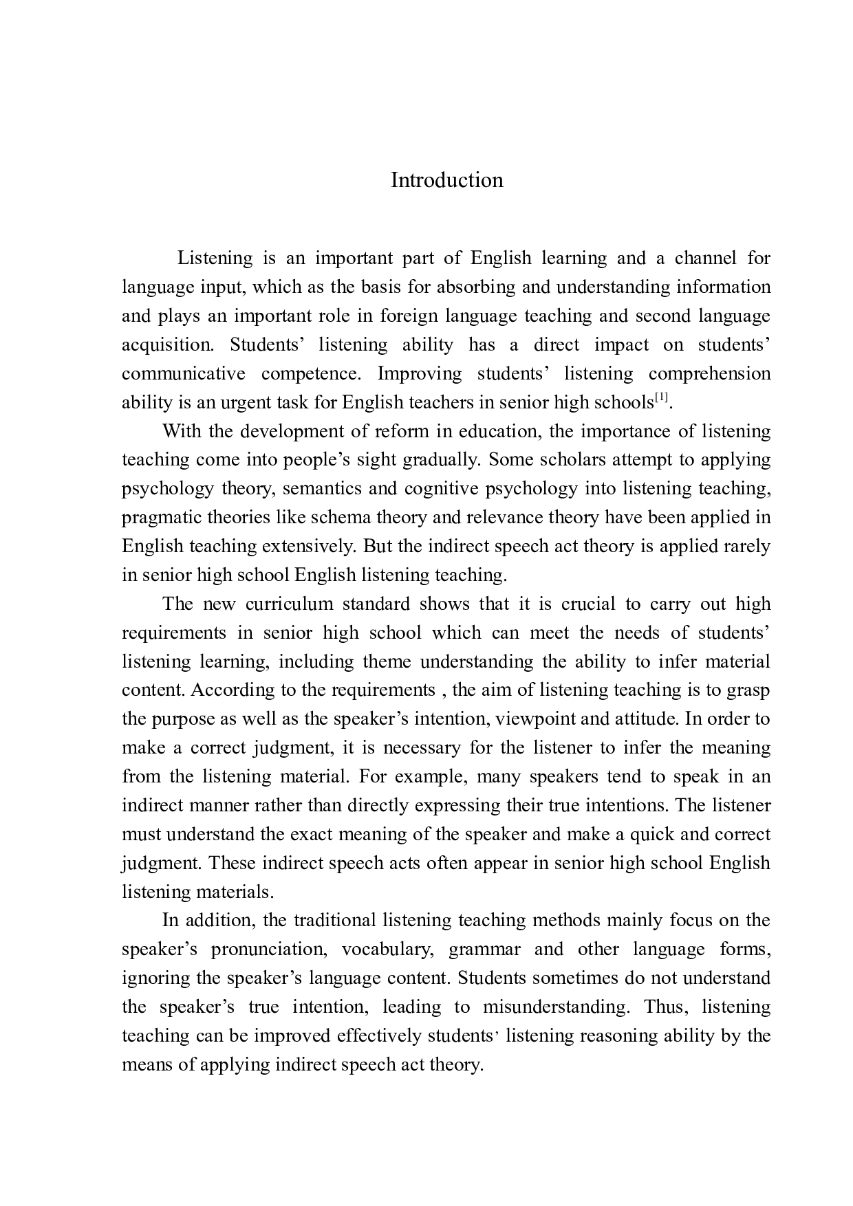 On Application of Indirect Speech Act Theory in Senior High School English listening teaching-10603字.docx 第4页