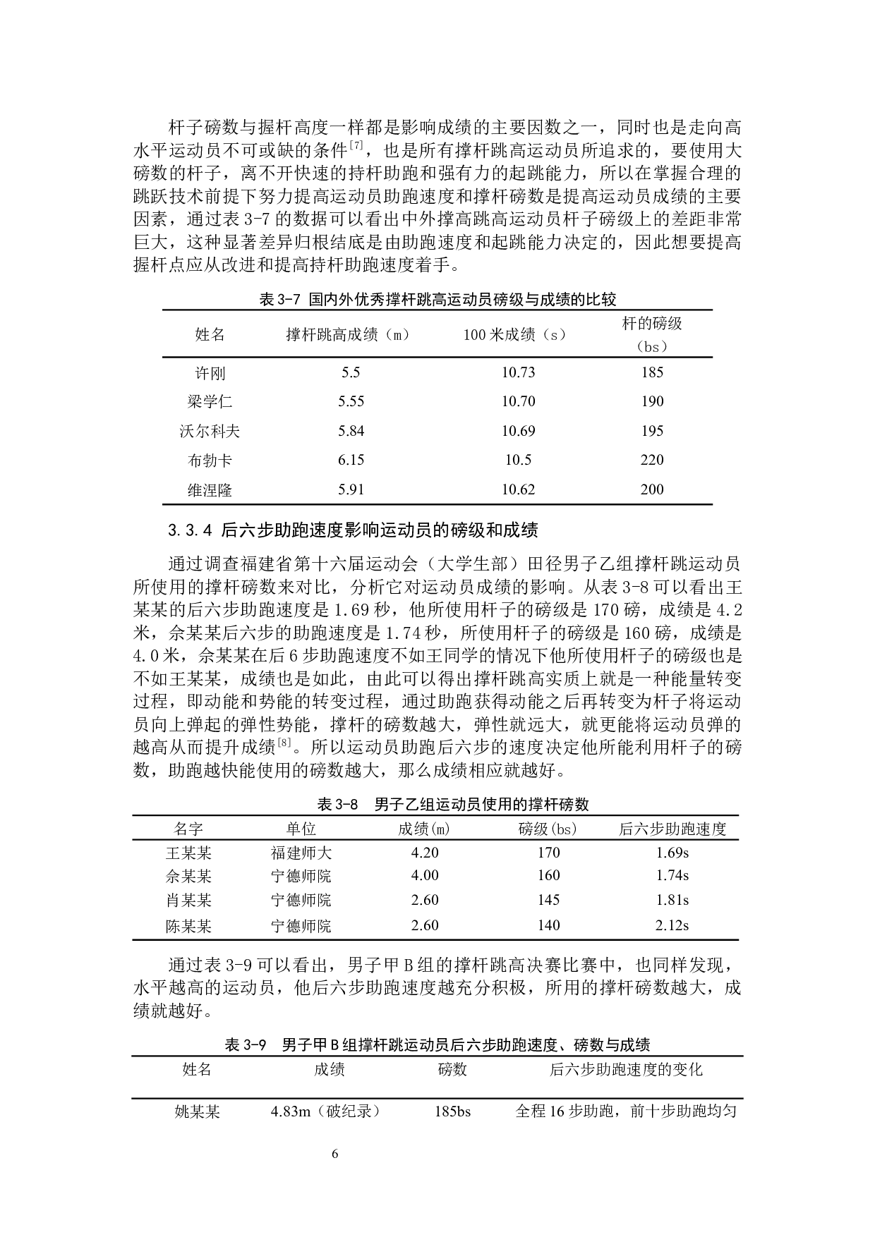 撑杆跳高后六步助跑速度对运动员成绩的影响&mdash;&mdash;以福建省第十六届运动会为例-8268字.docx 第9页