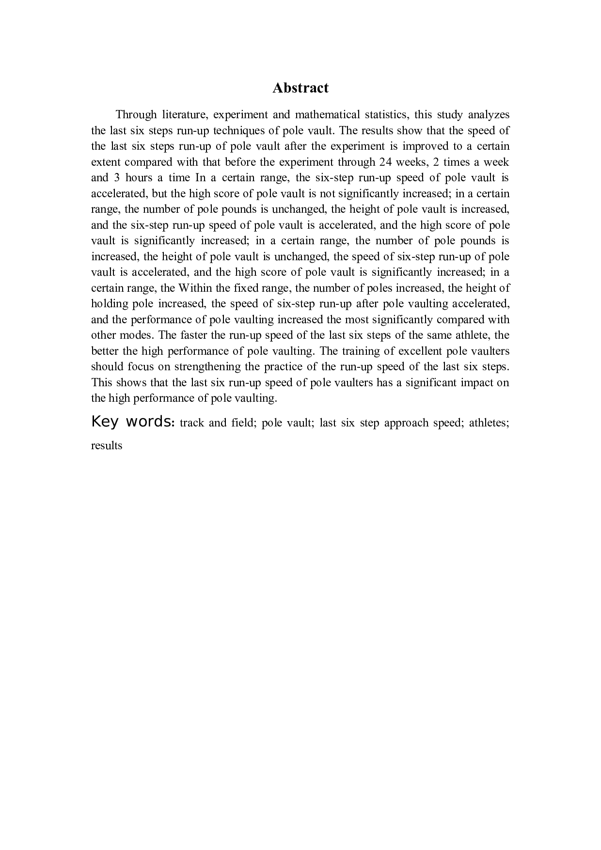撑杆跳高后六步助跑速度对运动员成绩的影响&mdash;&mdash;以福建省第十六届运动会为例-8268字.docx 第2页