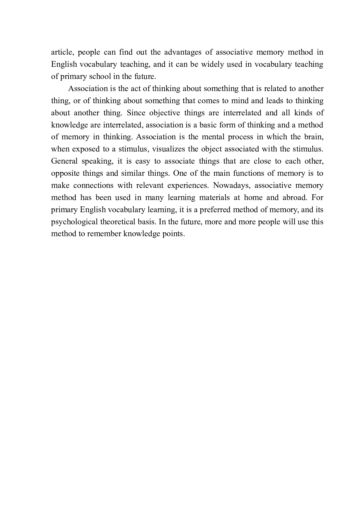 The Application of Associative Memory in English Vocabulary Teaching of Primary School-10683字.docx 第5页