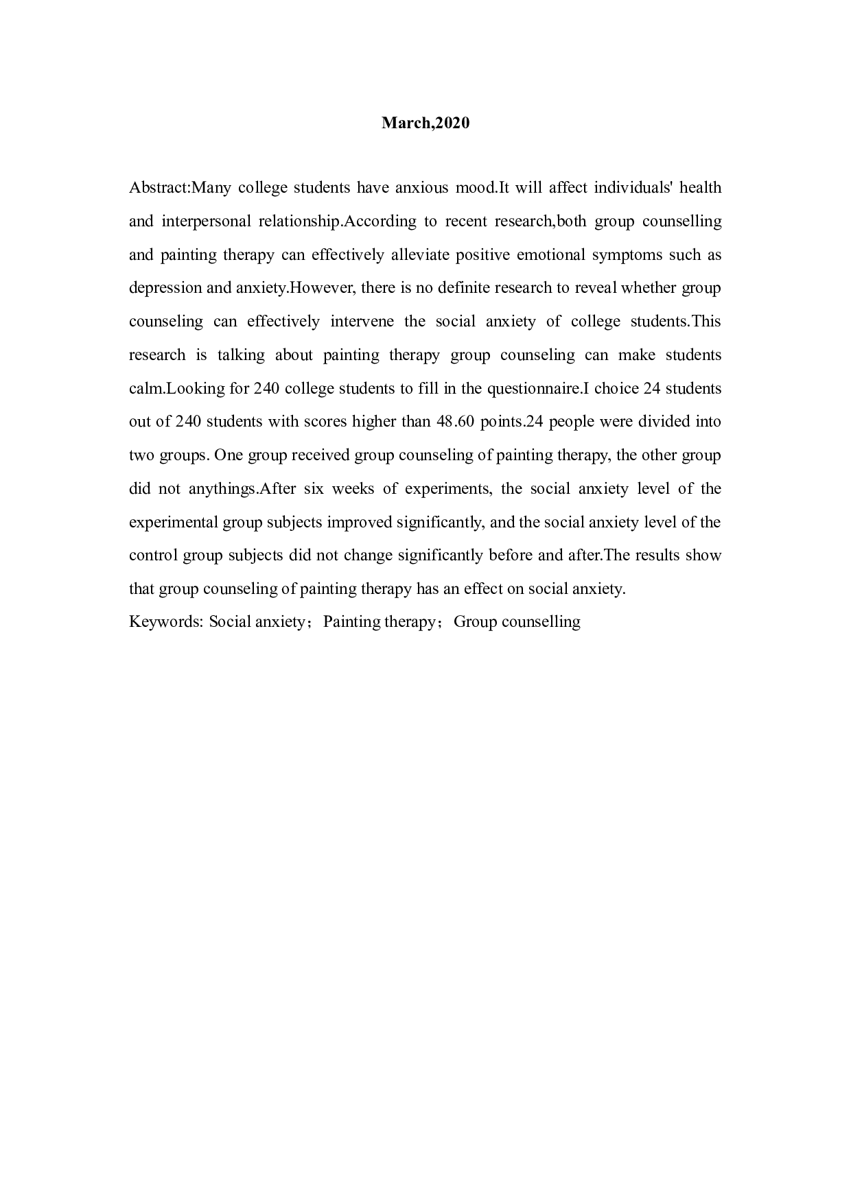 绘画治疗团体辅导对大学生社交焦虑的干预研究-13672字.docx 第4页