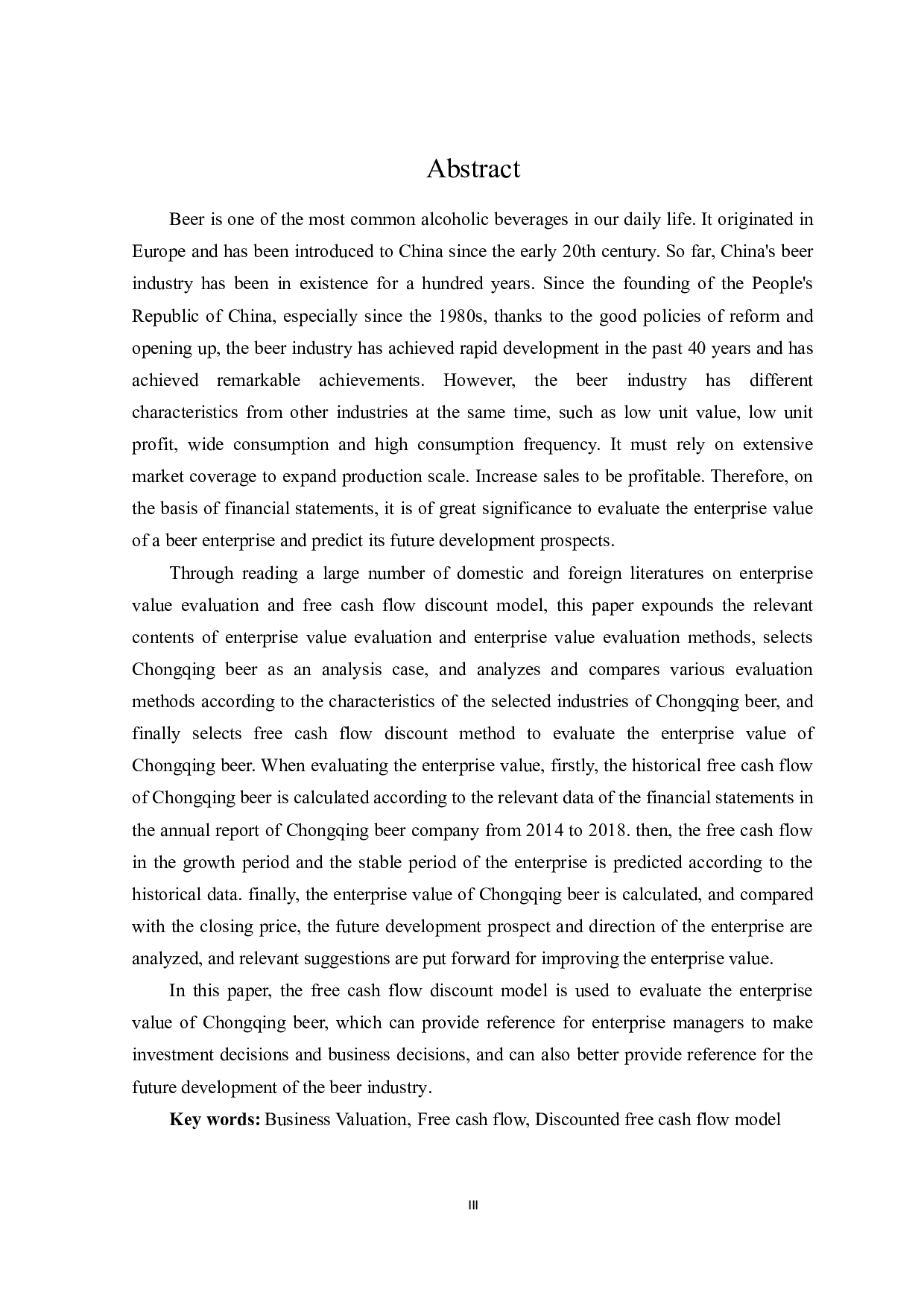 基于自由现金流的重庆啤酒企业价值评估-13534字.docx 第4页