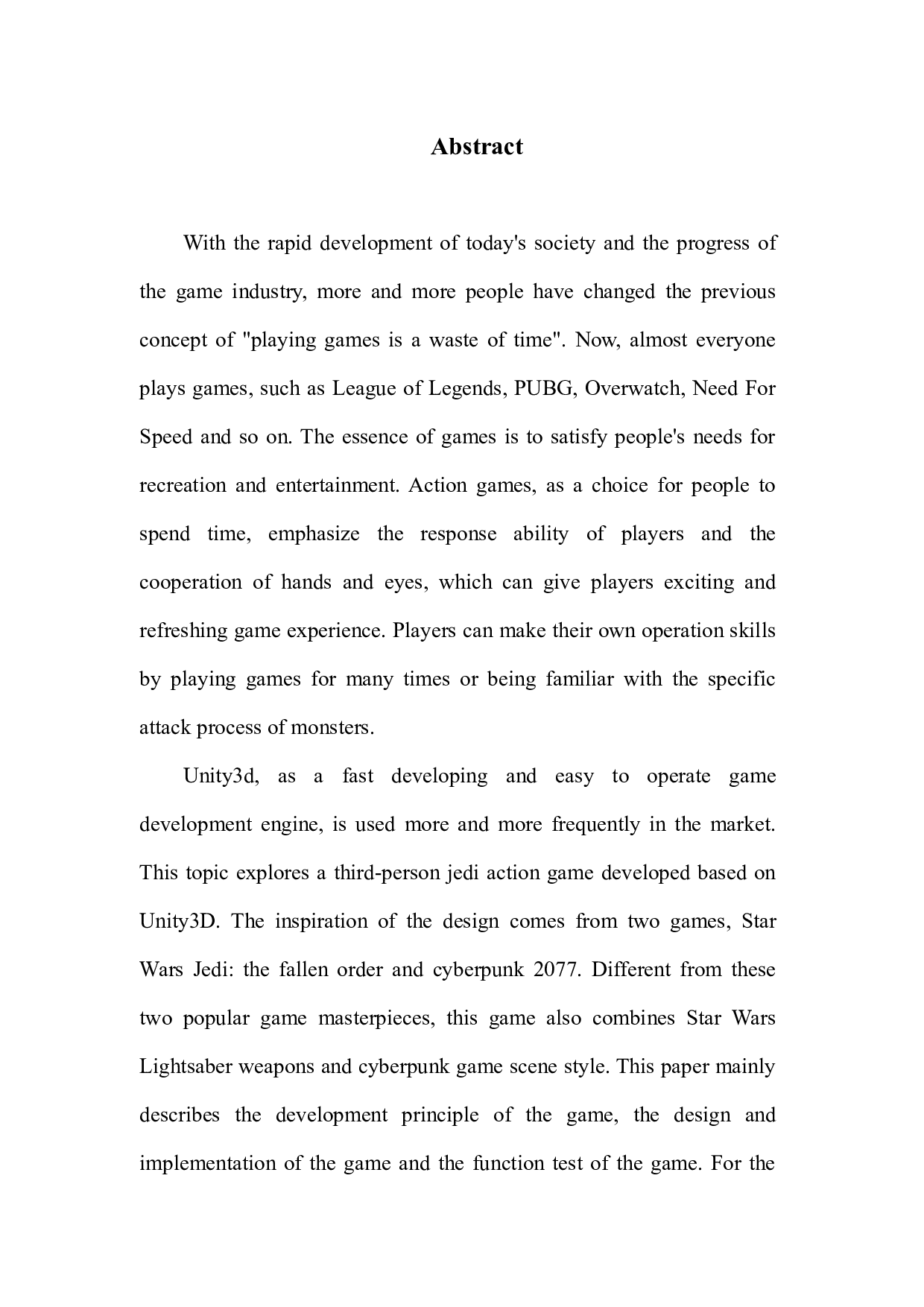 基于Unity3d的绝地武士动作游戏设计与实现-11682字.docx 第2页