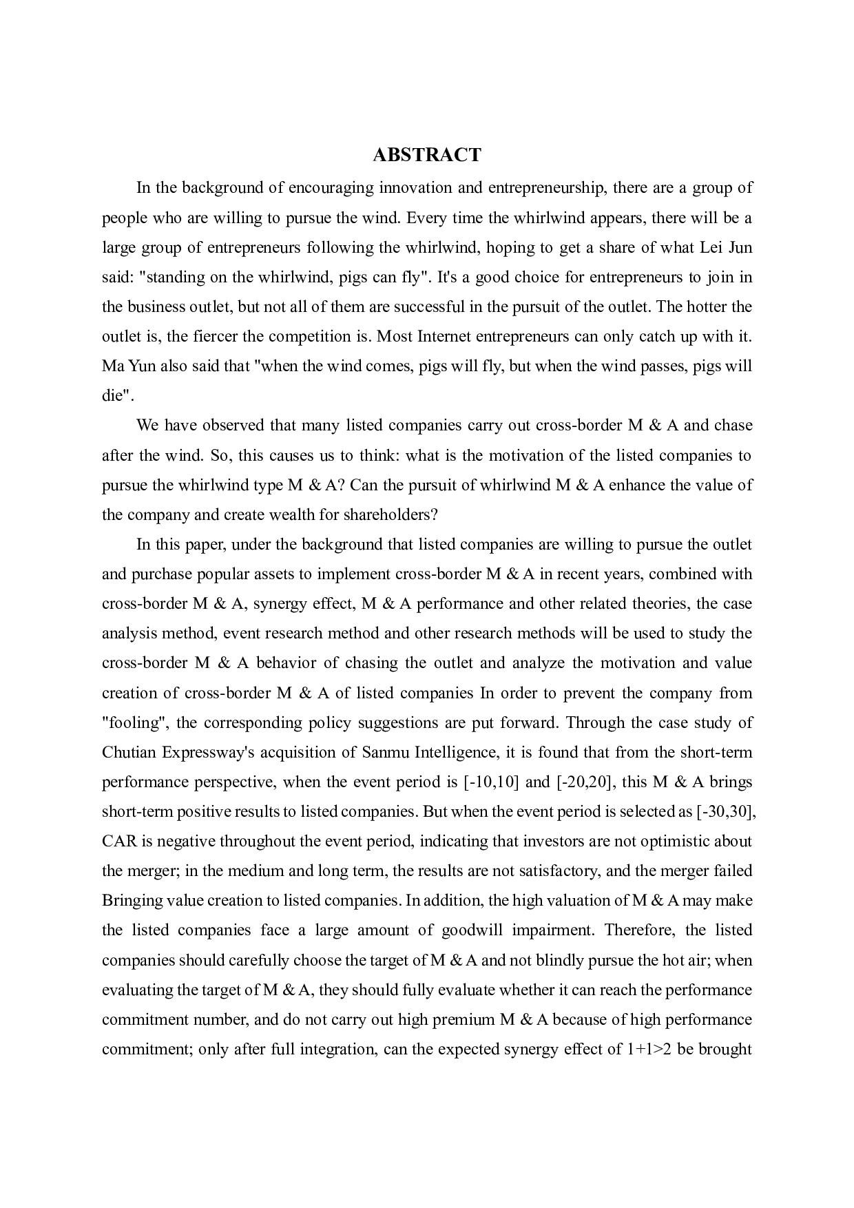 追逐风口式并购：价值创造还是价值毁损&mdash;&mdash;以楚天高速收购三木智能为例-4041字.pdf 第2页
