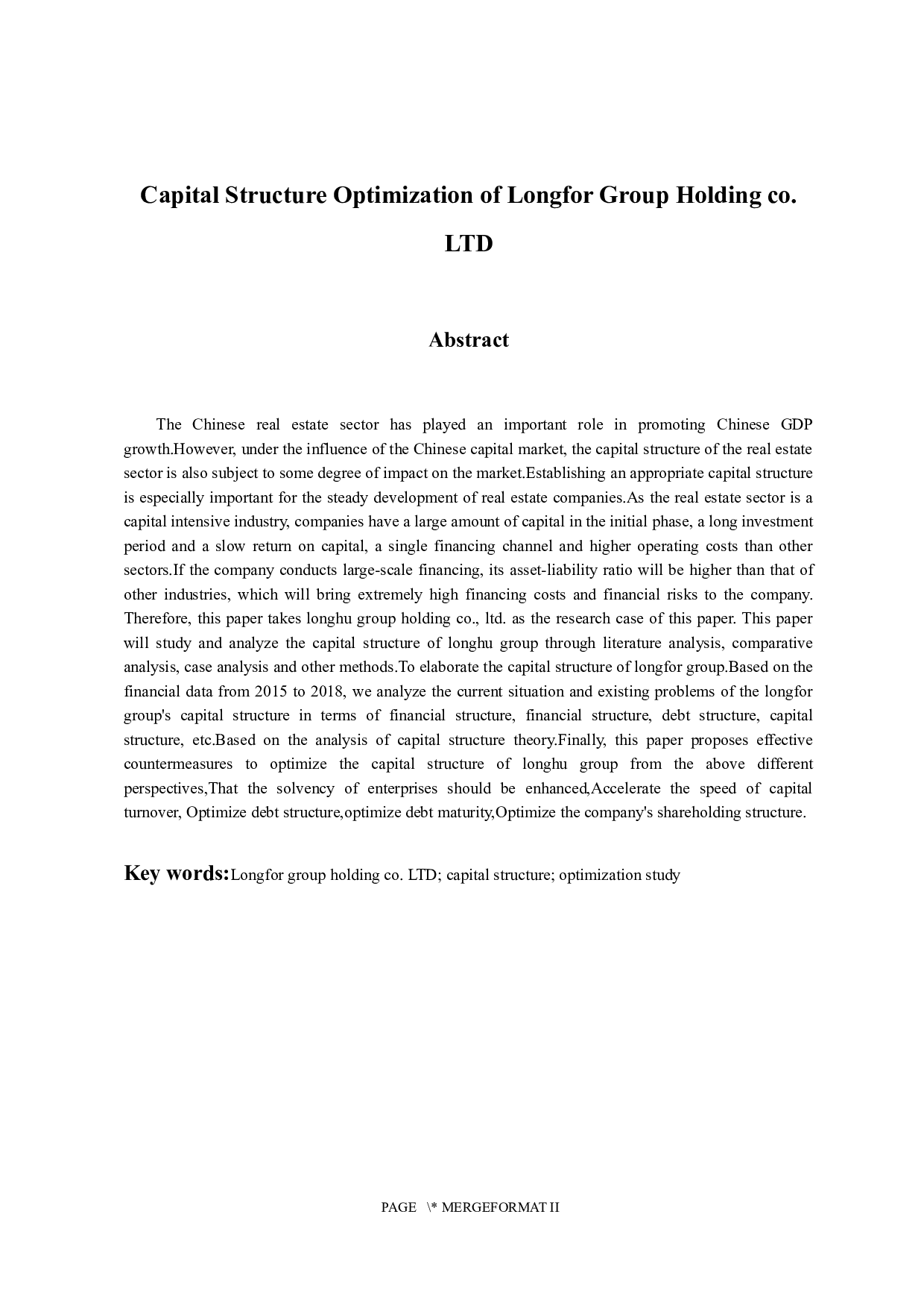 龙湖集团控股有限公司的资本结构优化-10496字.docx 第2页