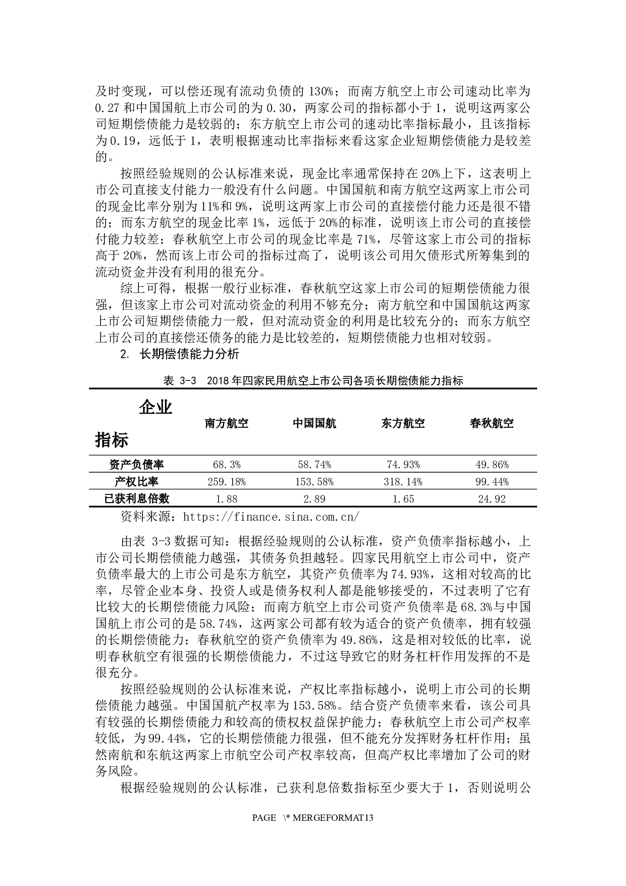 我国交通运输行业上市公司偿债能力分析&mdash;&mdash;以南方航空为例-9777字.docx 第10页